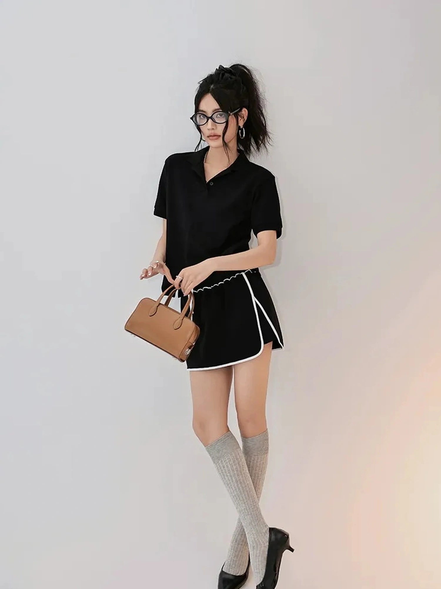 FU FRESH UP Vintage Polo Collar Sport Skort Set