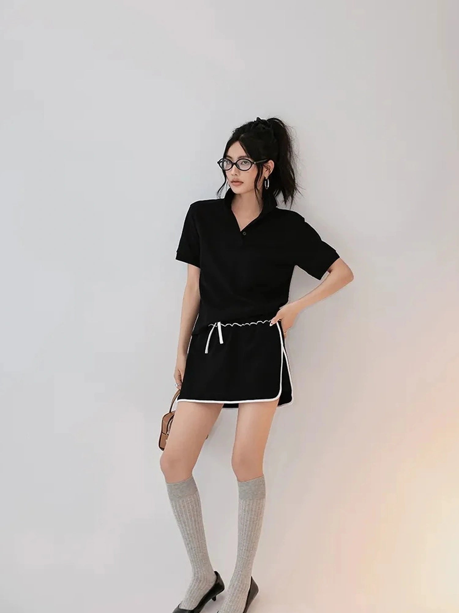FU FRESH UP Vintage Polo Collar Sport Skort Set
