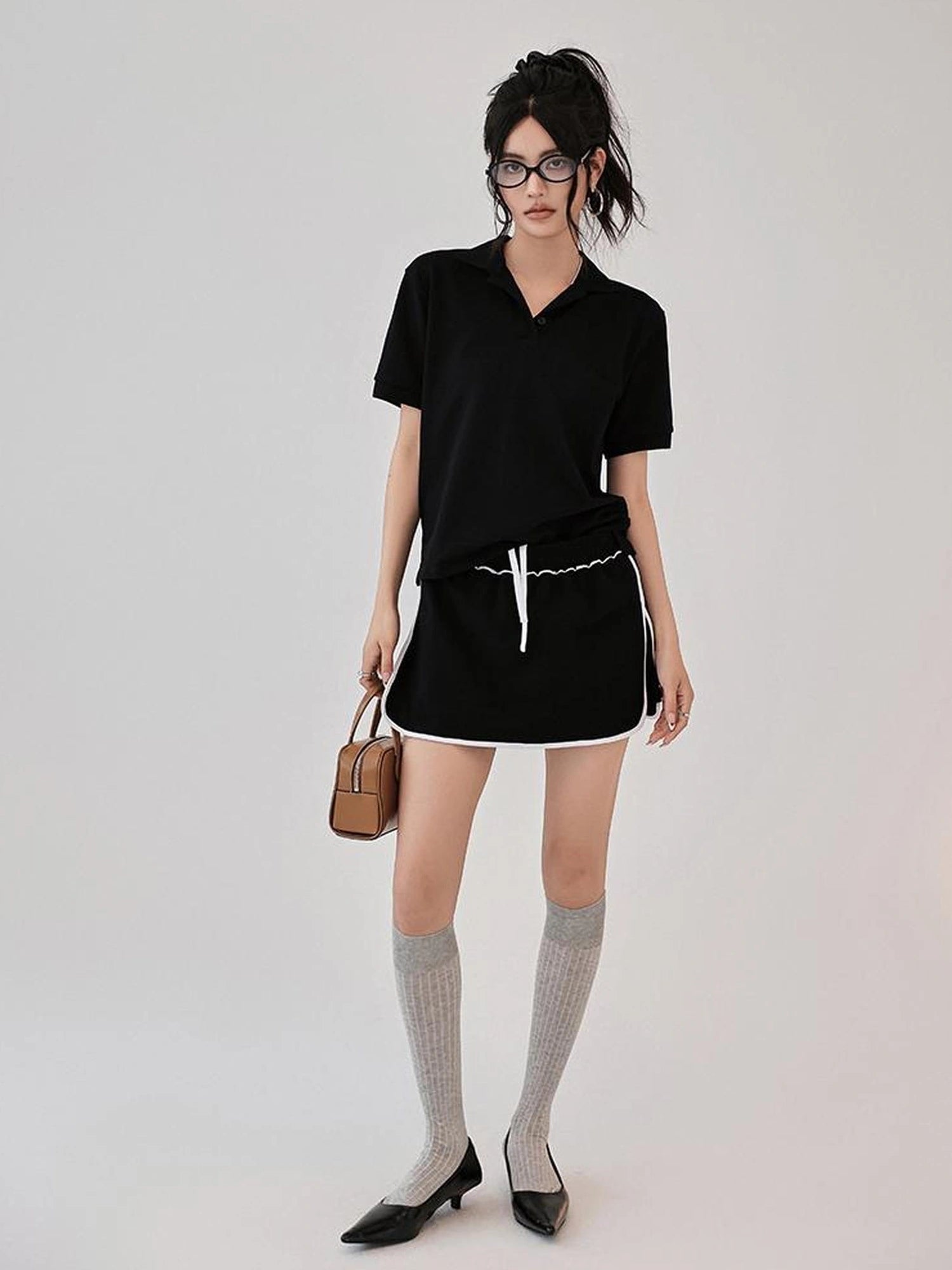 FU FRESH UP Vintage Polo Collar Sport Skort Set