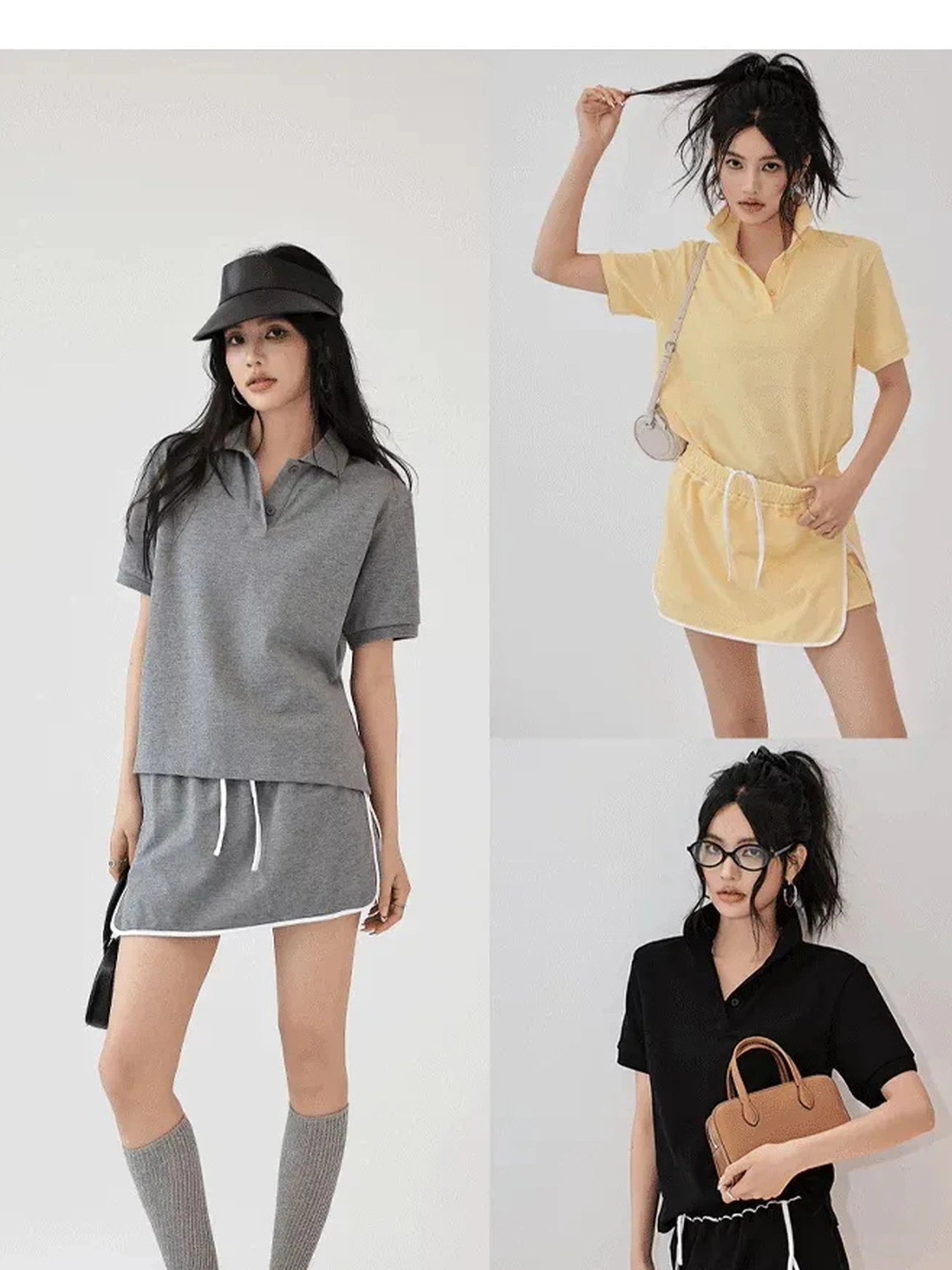 FU FRESH UP Vintage Polo Collar Sport Skort Set