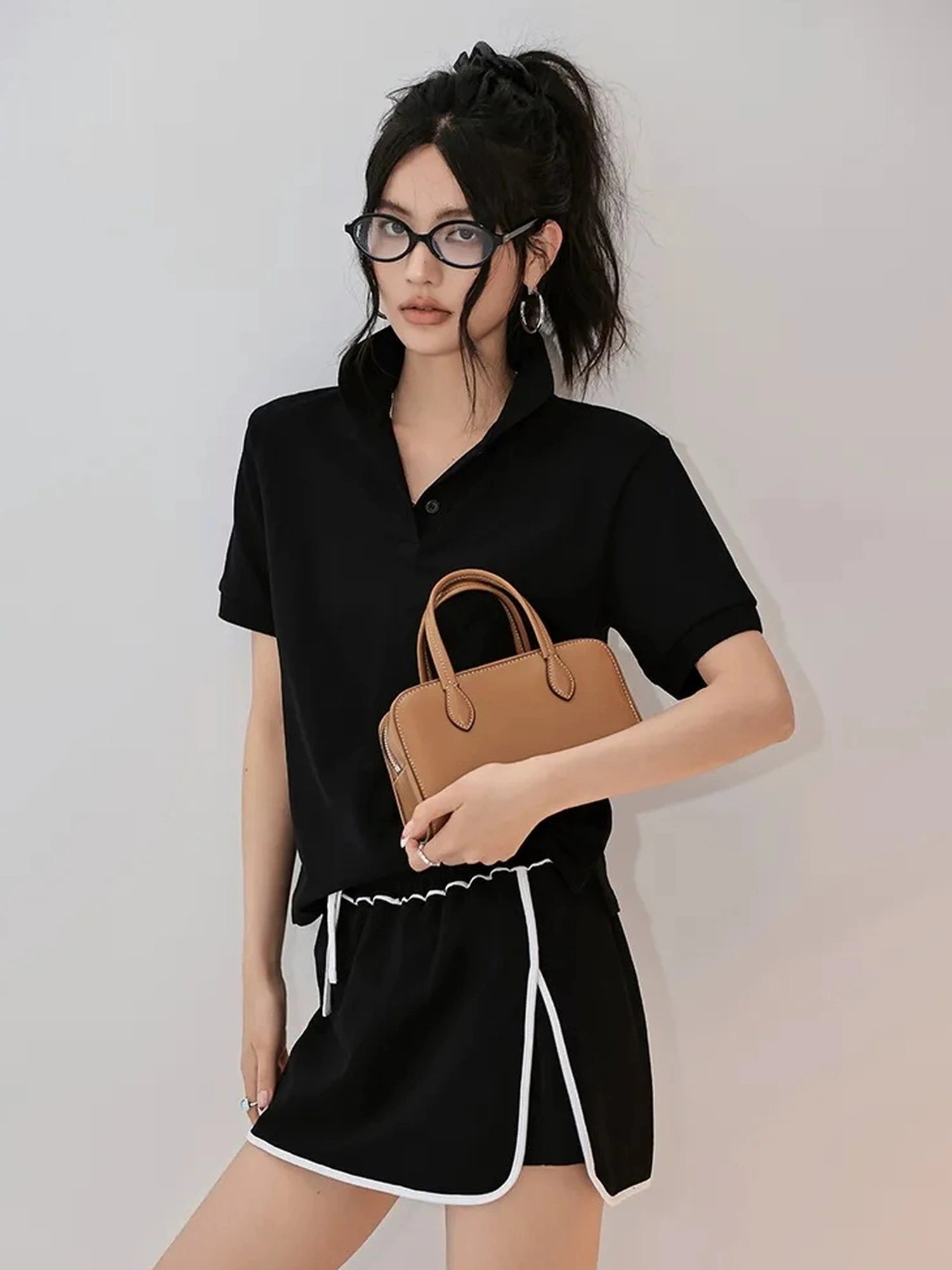 FU FRESH UP Vintage Polo Collar Sport Skort Set