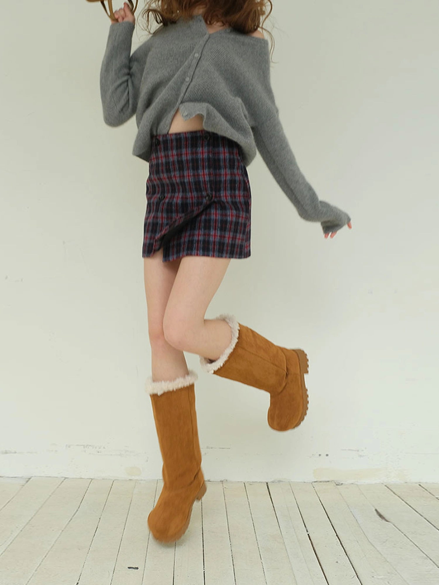 FU FRESH UP Vintage Scottish Tartan Wool Blend A Line Skirt
