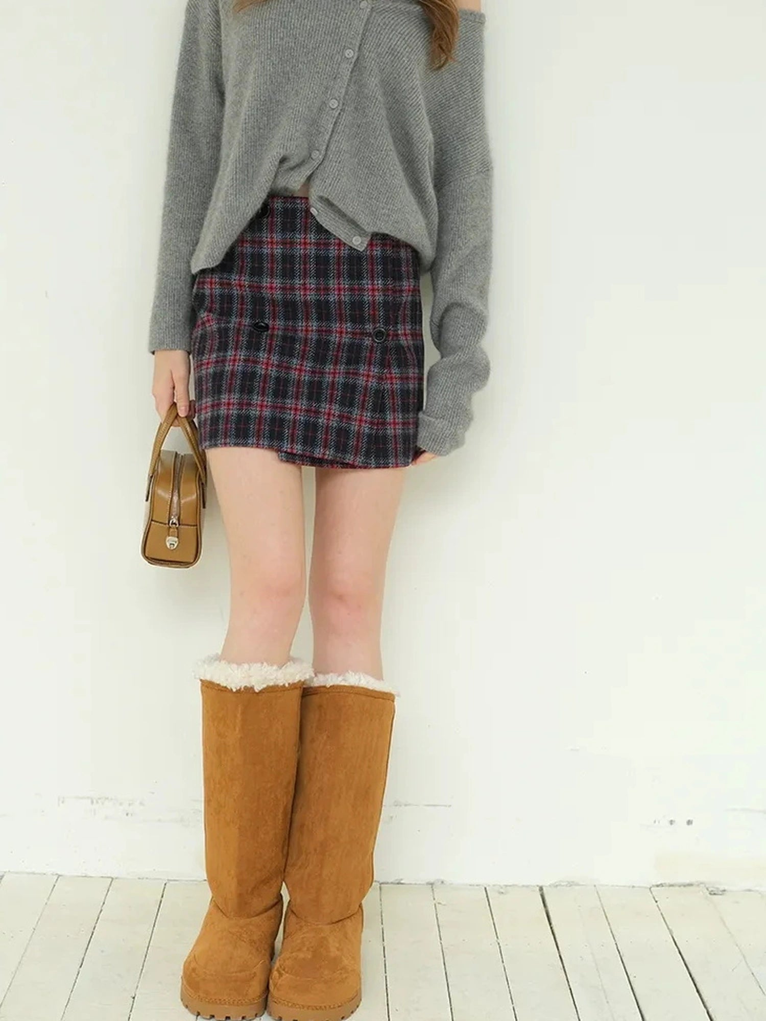FU FRESH UP Vintage Scottish Tartan Wool Blend A Line Skirt