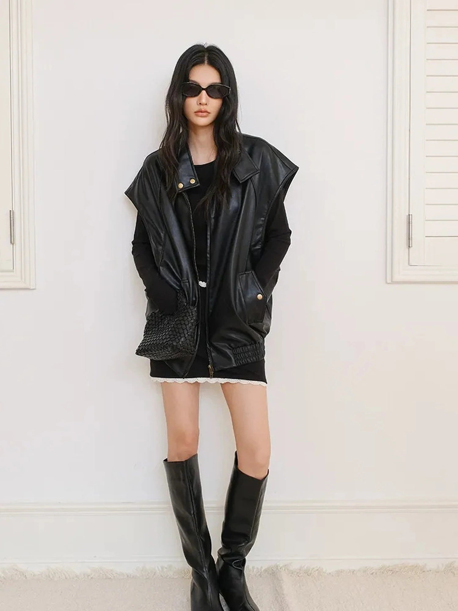 FU FRESH UP Vintage Sleeveless Pu Leather Vest