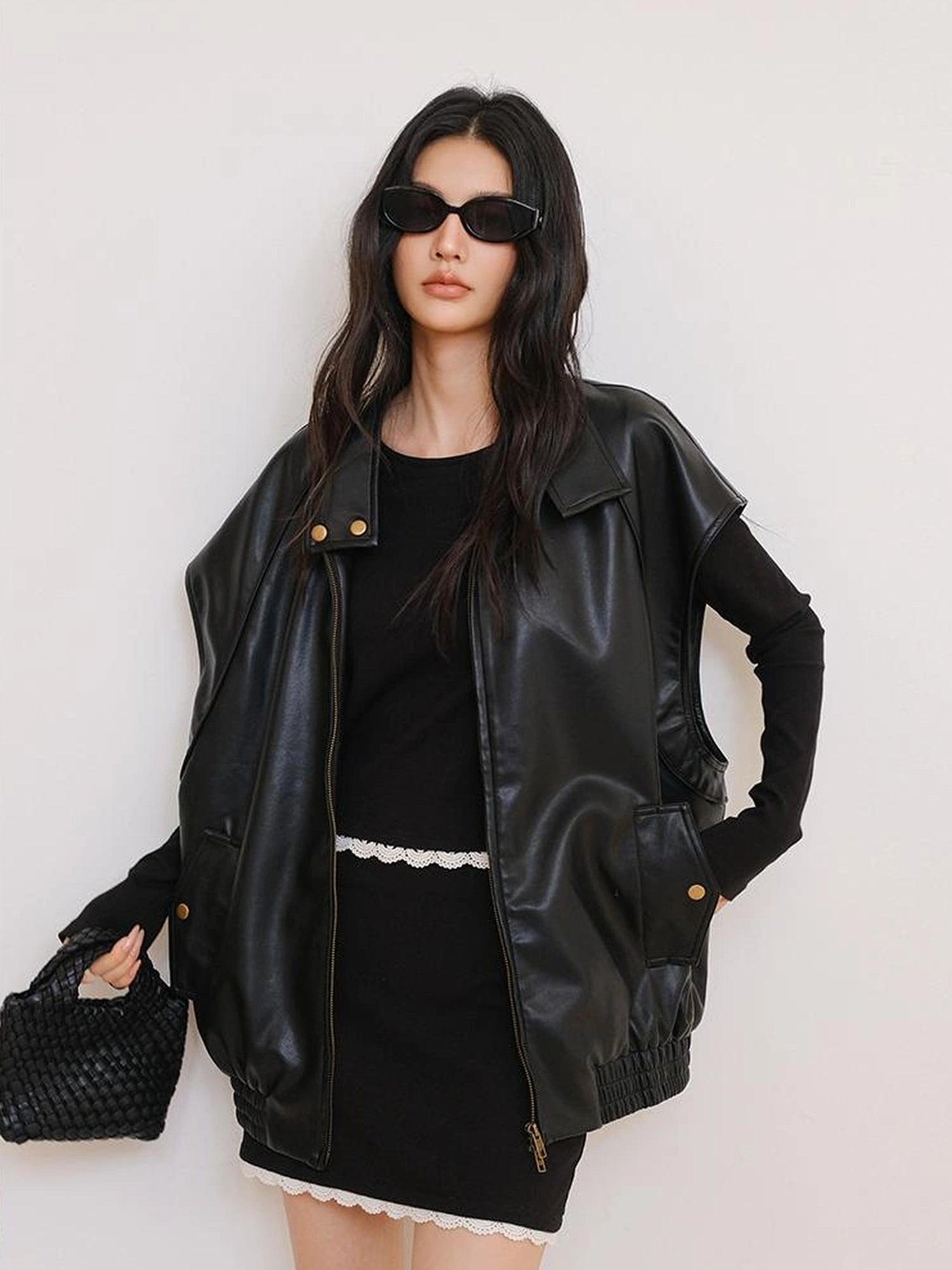 FU FRESH UP Vintage Sleeveless Pu Leather Vest