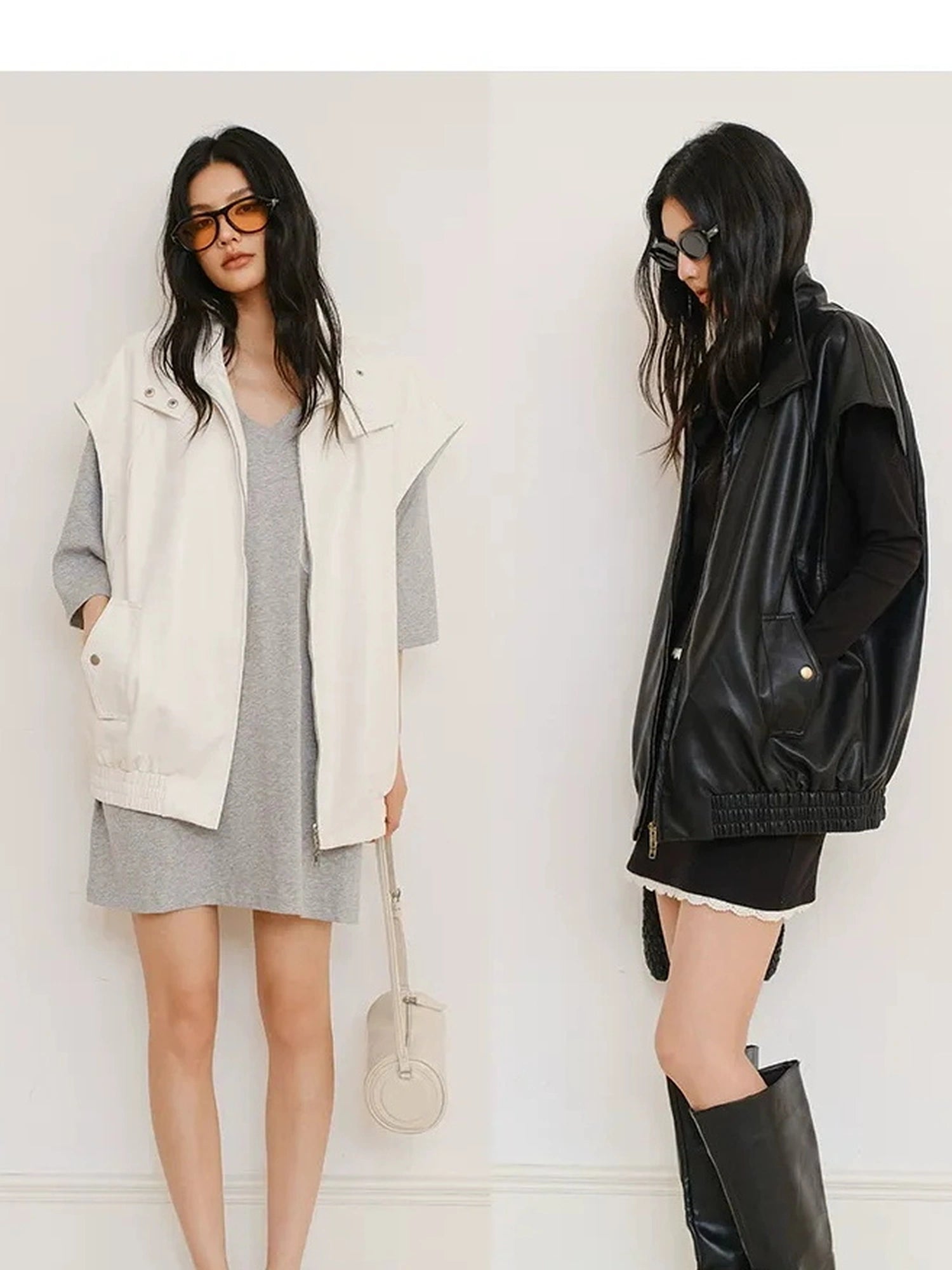 FU FRESH UP Vintage Sleeveless Pu Leather Vest