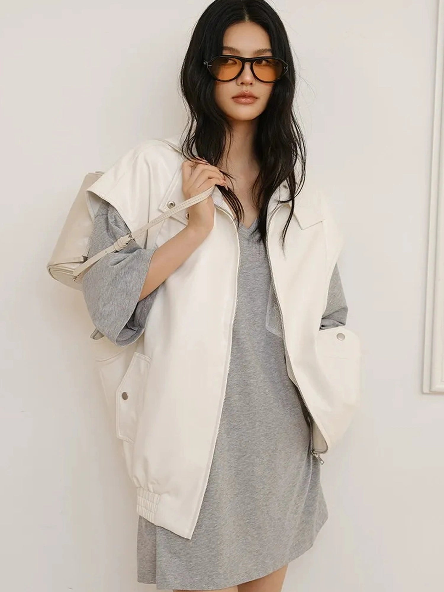 FU FRESH UP Vintage Sleeveless Pu Leather Vest