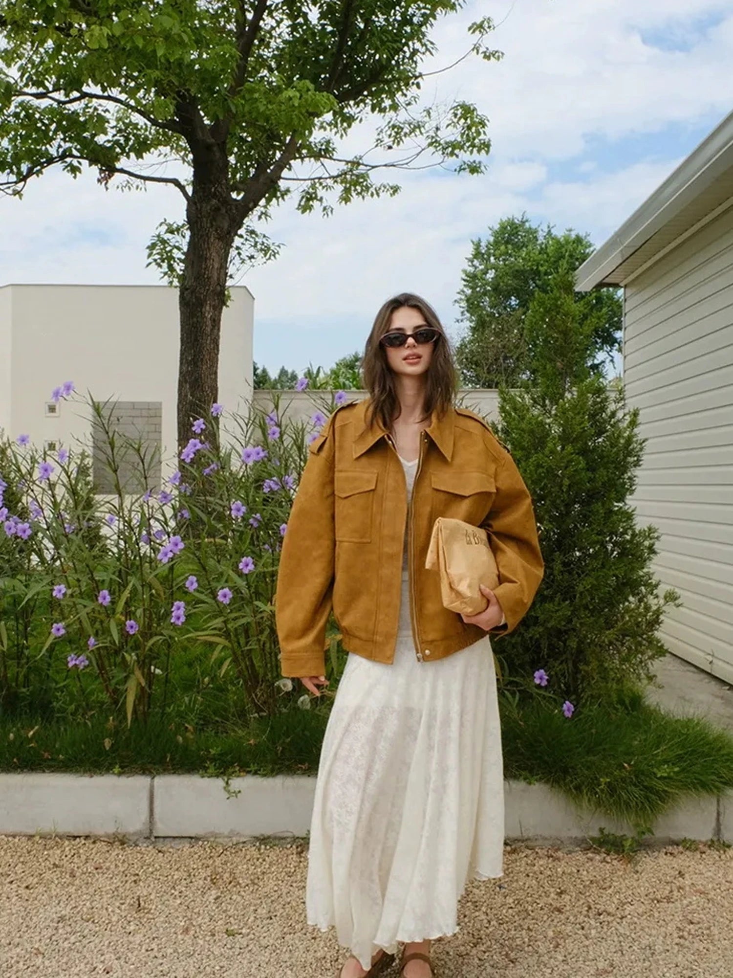 FU FRESH UP Vintage Soft Suede Cropped Jacket