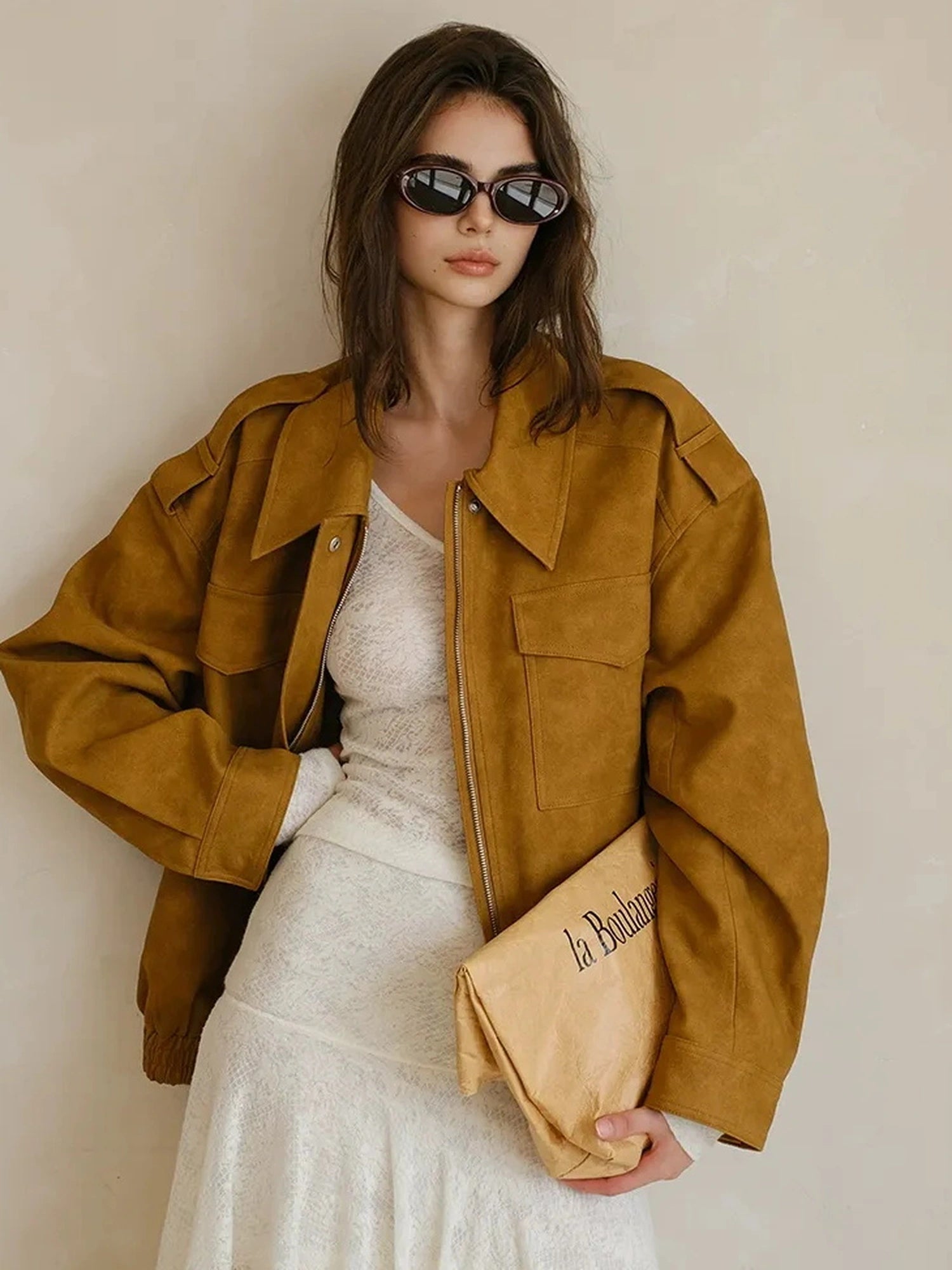 FU FRESH UP Vintage Soft Suede Cropped Jacket