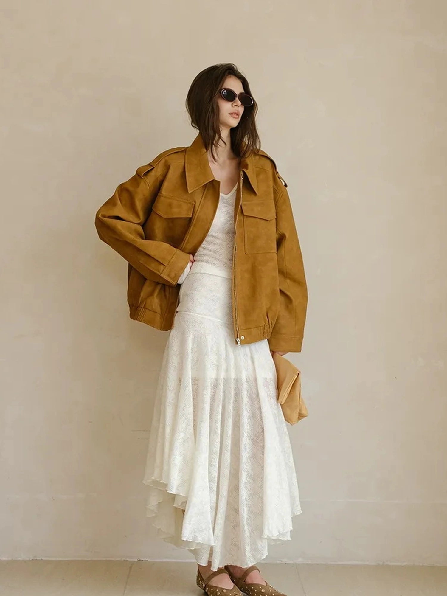 FU FRESH UP Vintage Soft Suede Cropped Jacket