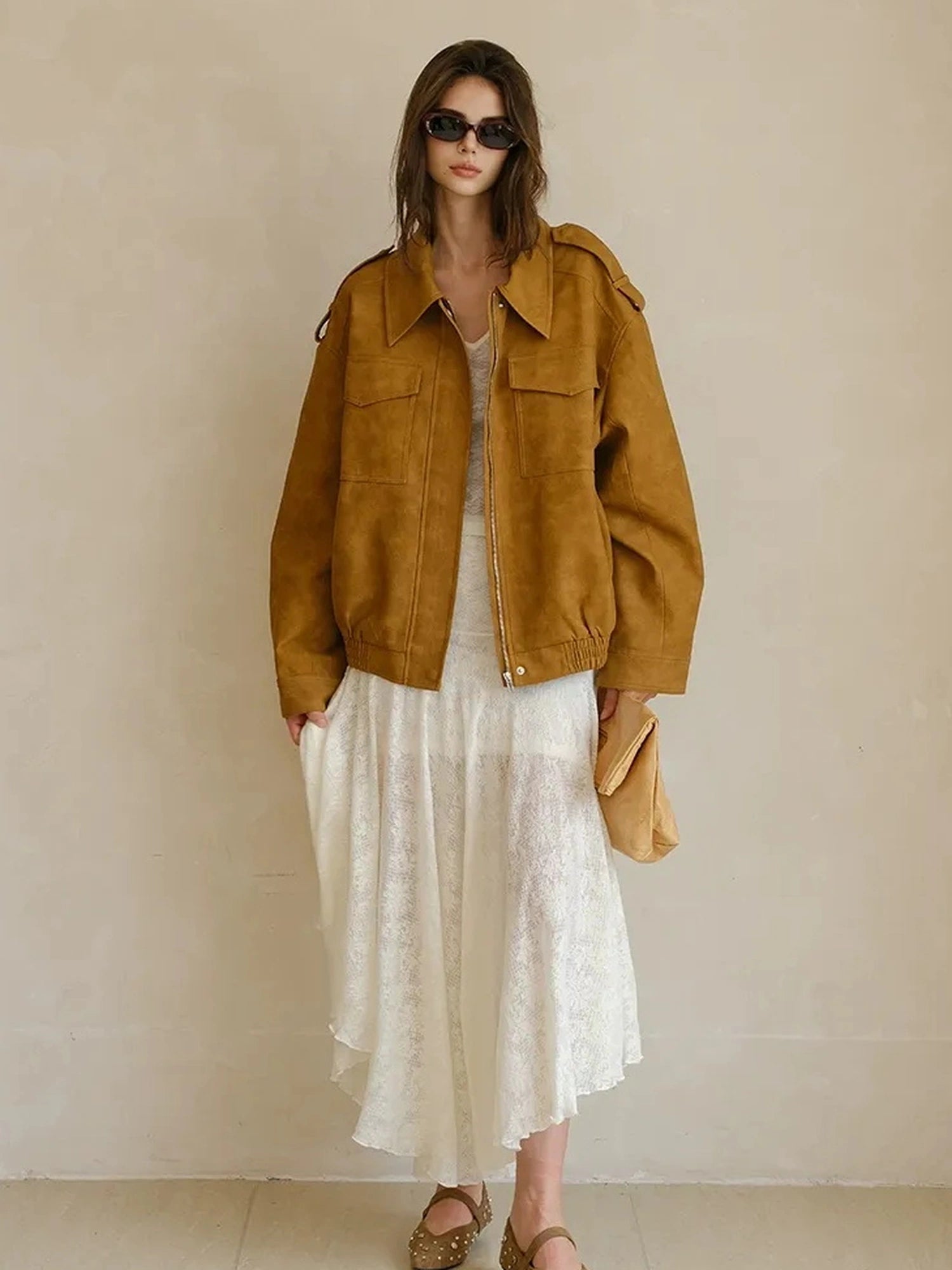 FU FRESH UP Vintage Soft Suede Cropped Jacket