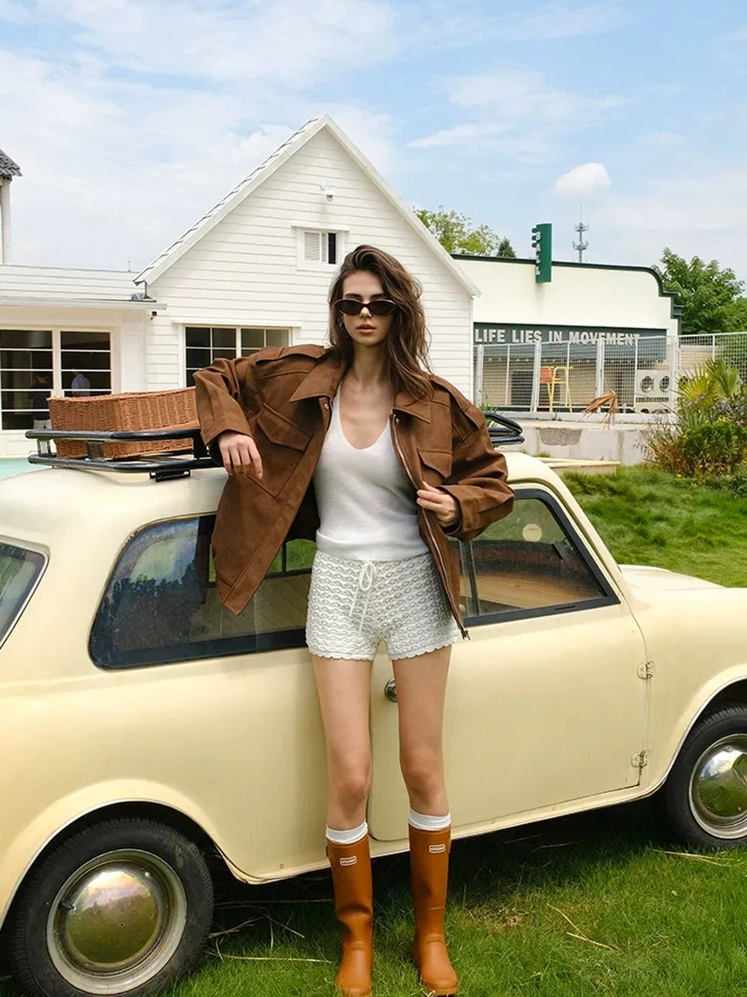 FU FRESH UP Vintage Soft Suede Cropped Jacket