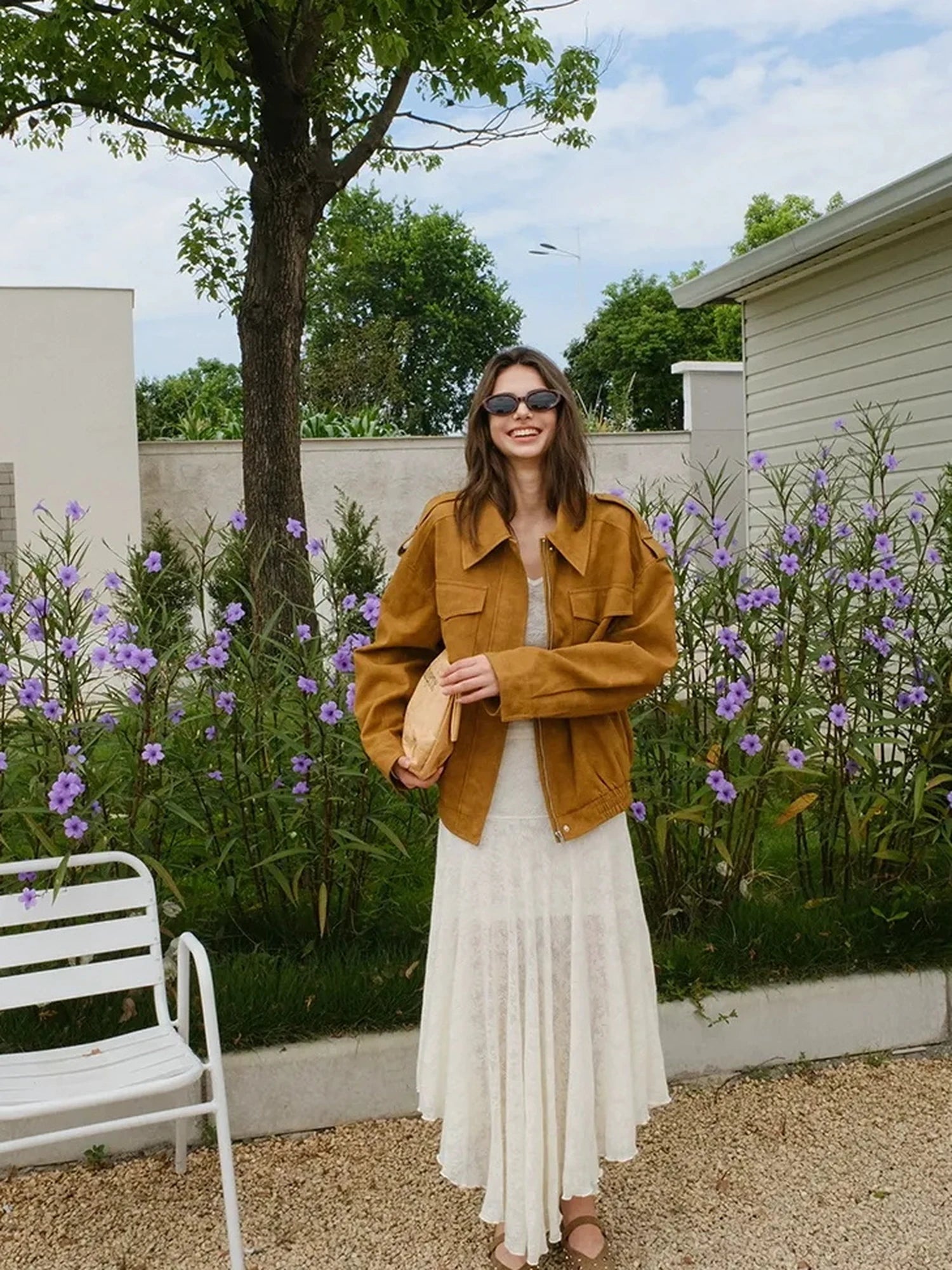 FU FRESH UP Vintage Soft Suede Cropped Jacket