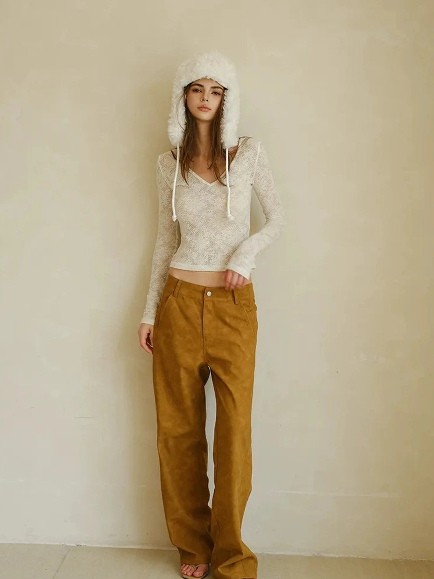 FU FRESH UP Vintage Suede Wide Leg Trousers