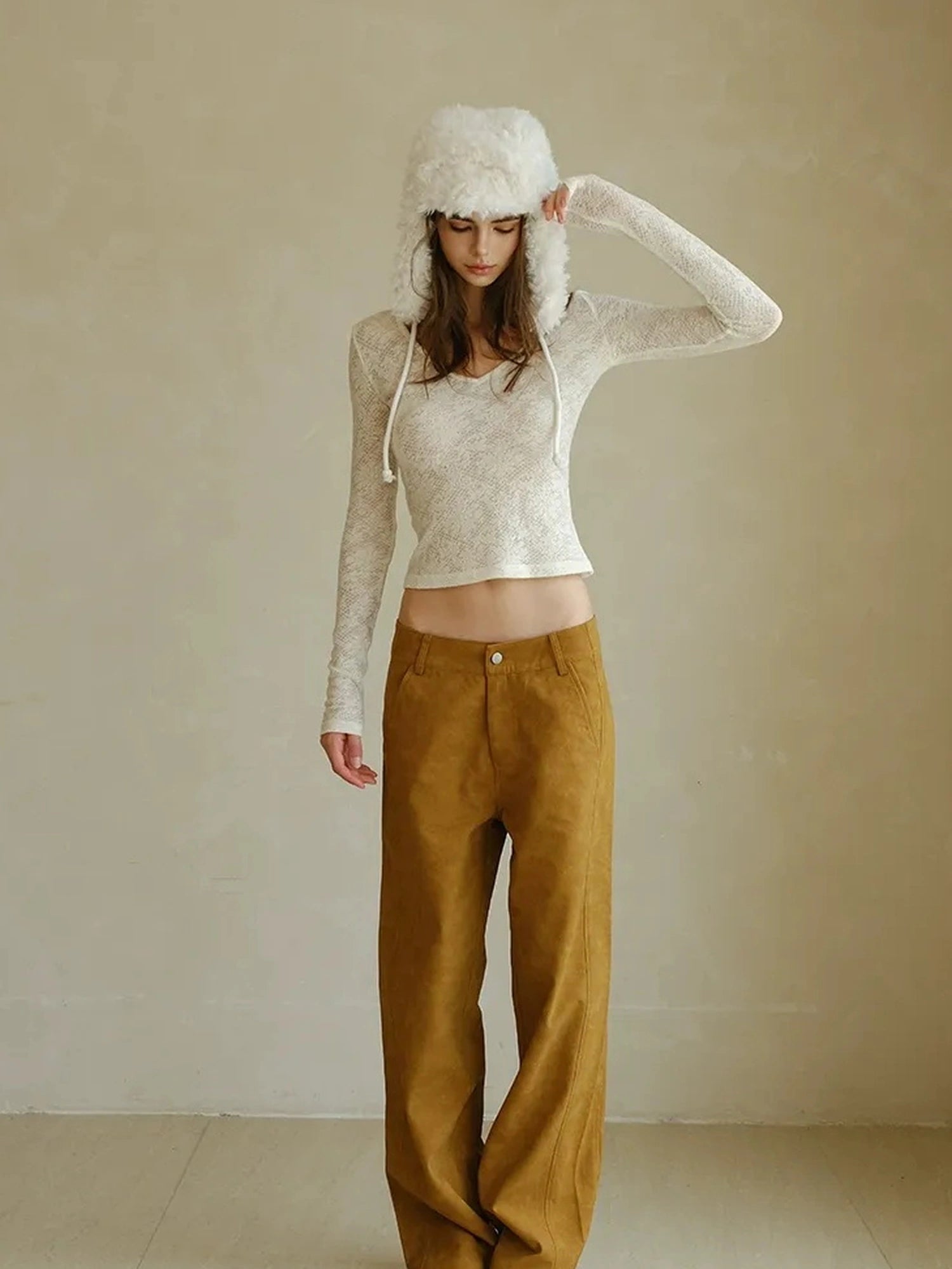 FU FRESH UP Vintage Suede Wide Leg Trousers
