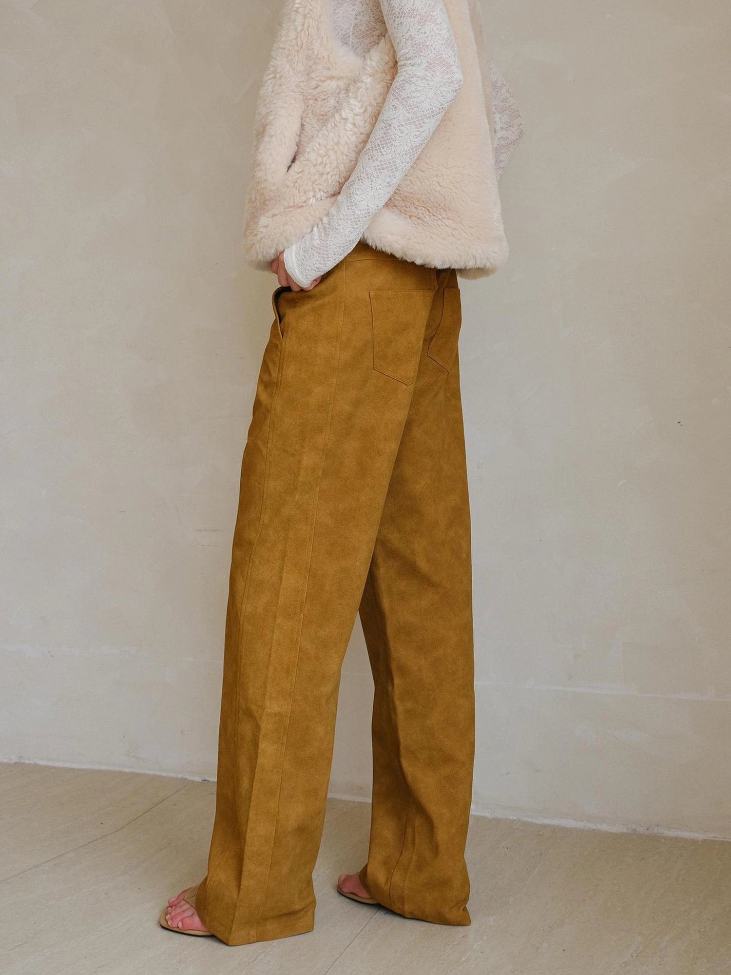 FU FRESH UP Vintage Suede Wide Leg Trousers