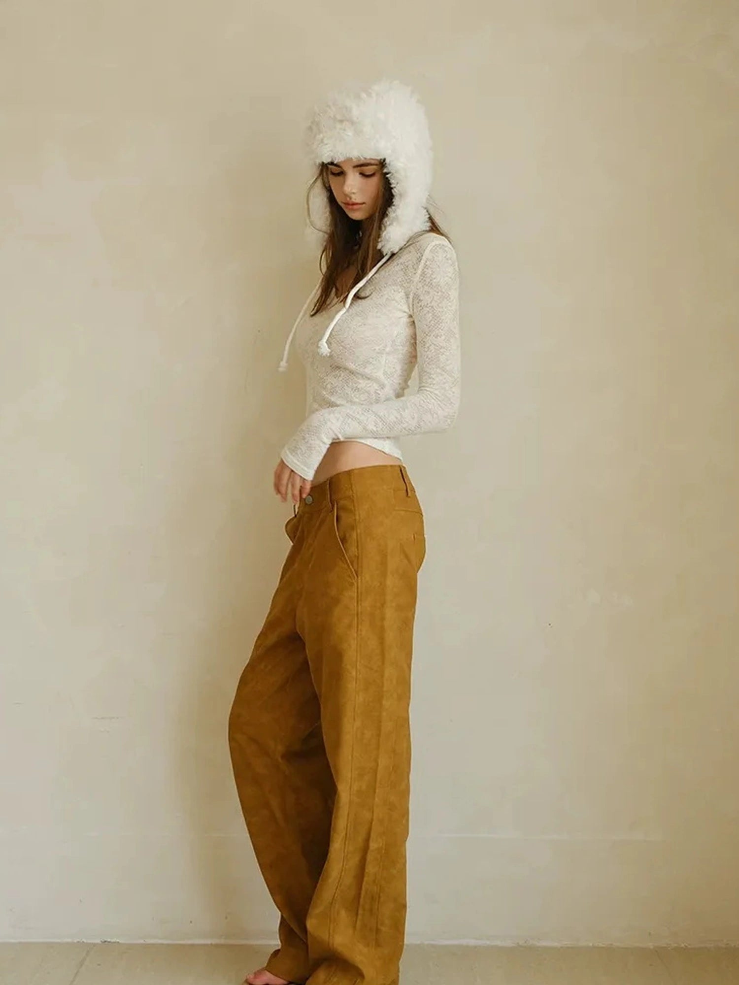FU FRESH UP Vintage Suede Wide Leg Trousers