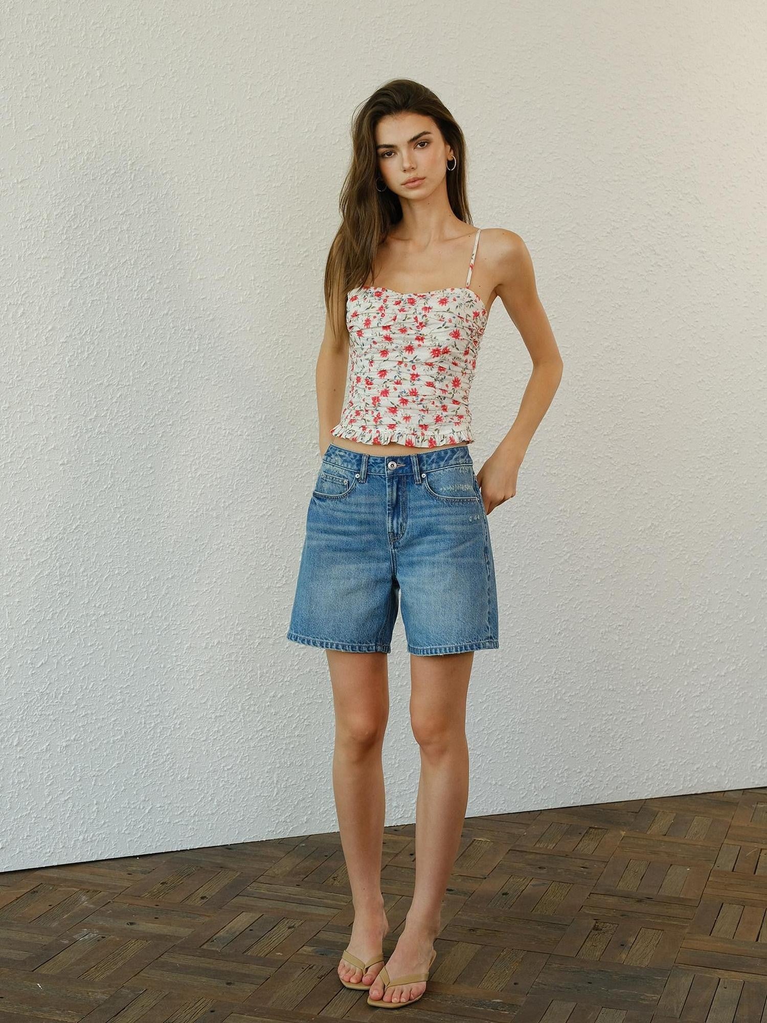 FU FRESH UP Vintage Wash Hand Whisker Straight Mid Rise Women&