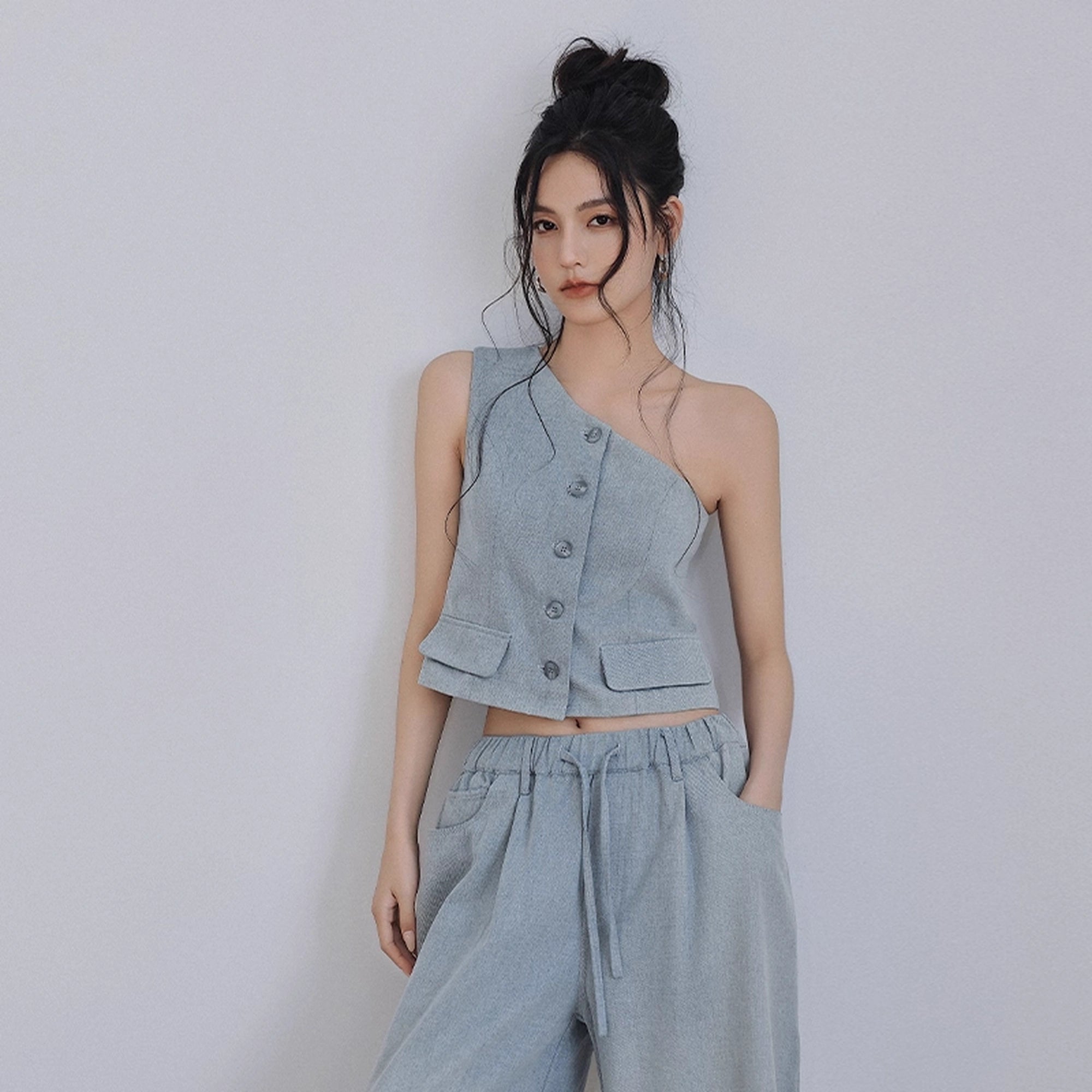 FU_FRESH_UP_Vintage_Washed_Asymmetrical_Denim_Set_MISSTT