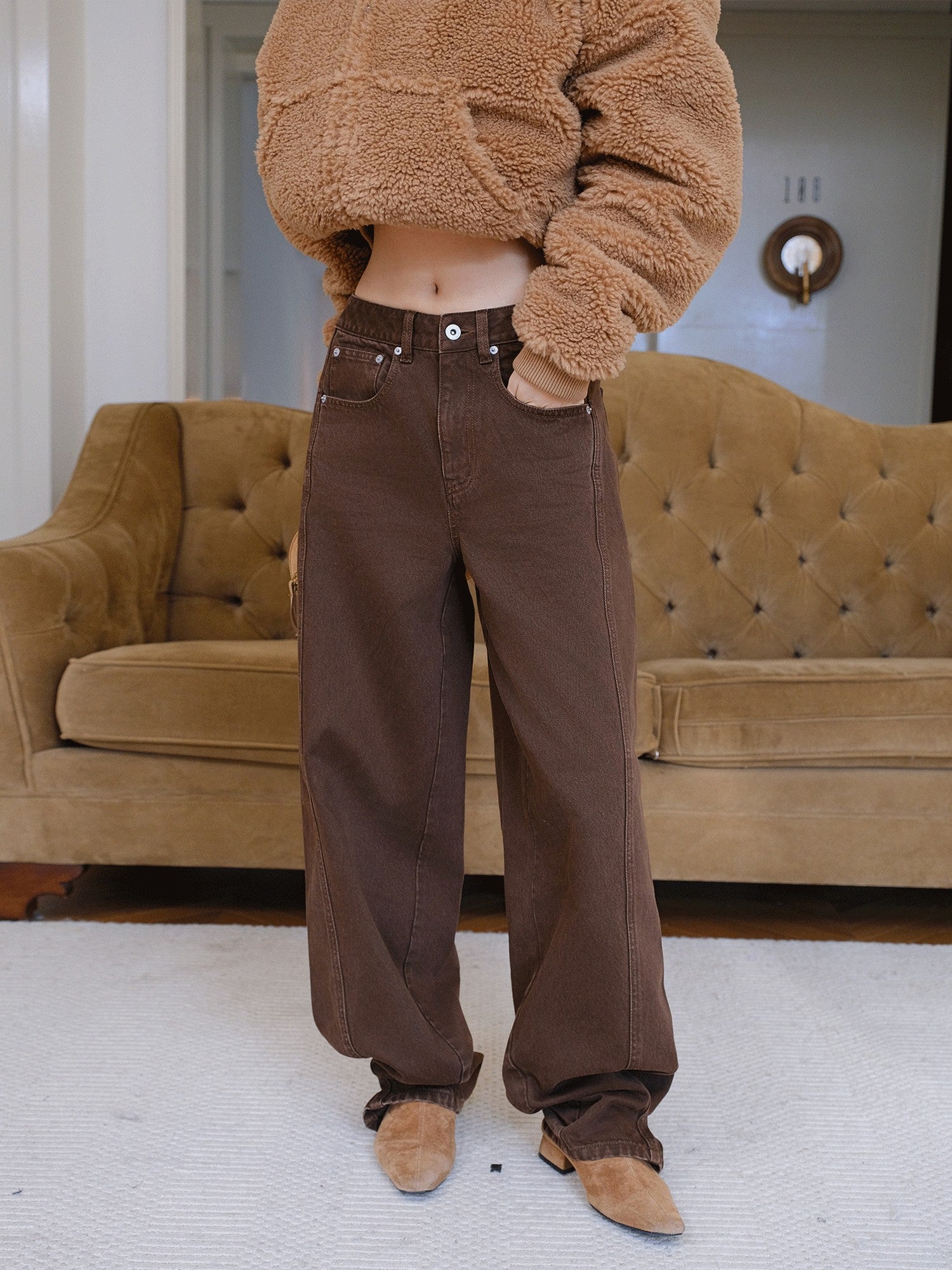 FU FRESH UP Vintage Washed Brushed Curved Hem Women&