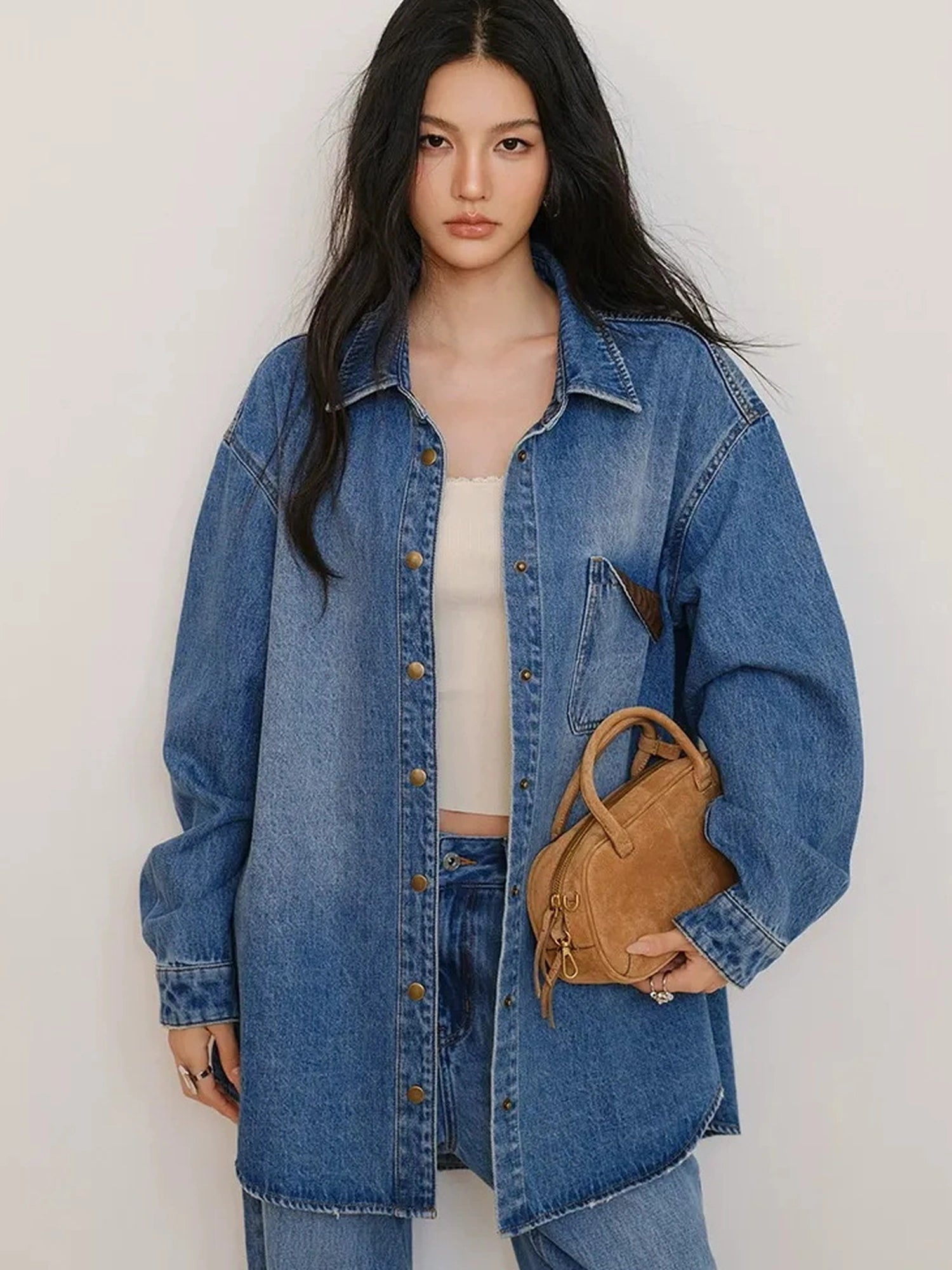 FU FRESH UP Vintage Washed Denim Shirt Jacket