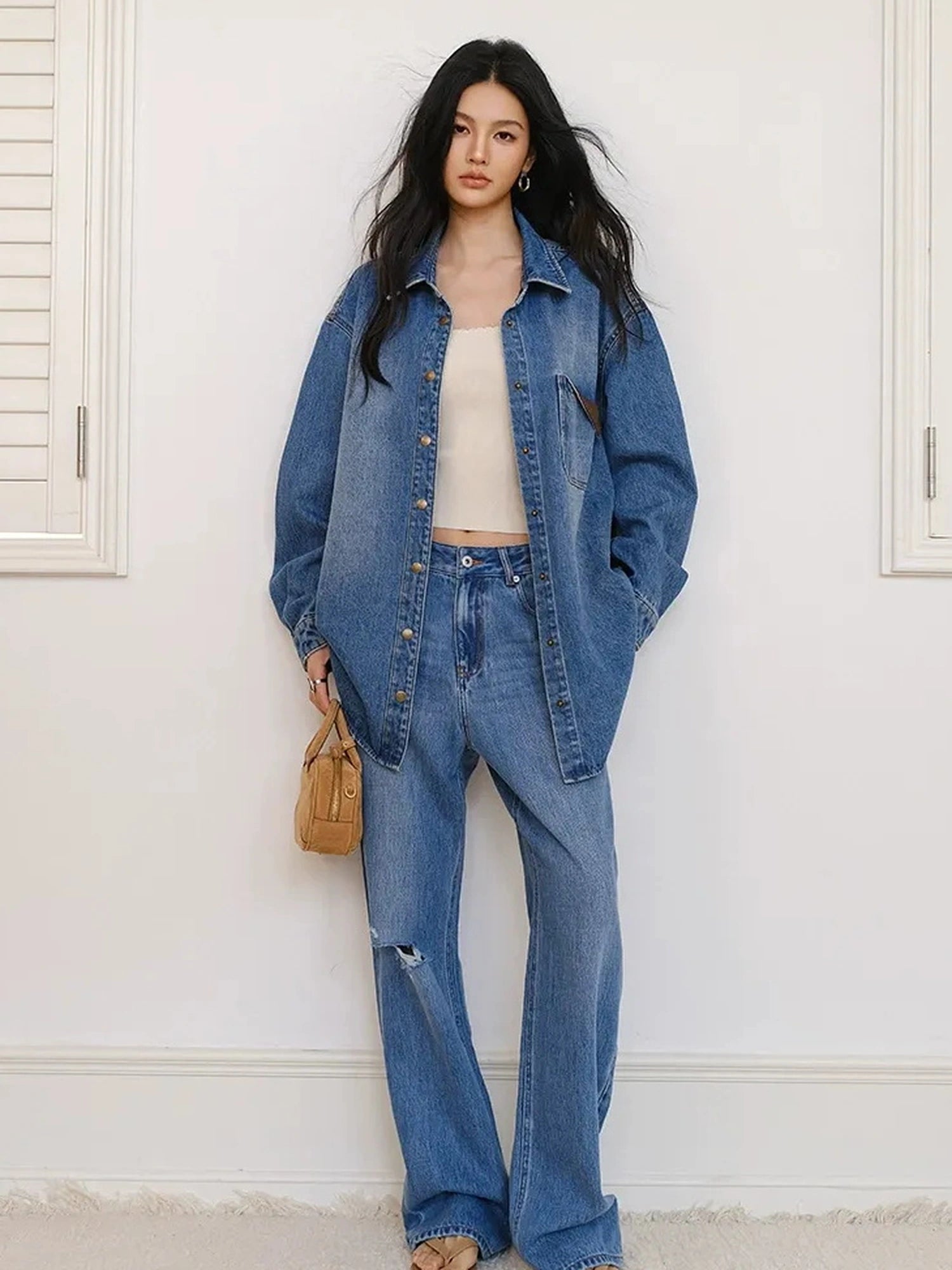 FU FRESH UP Vintage Washed Denim Shirt Jacket