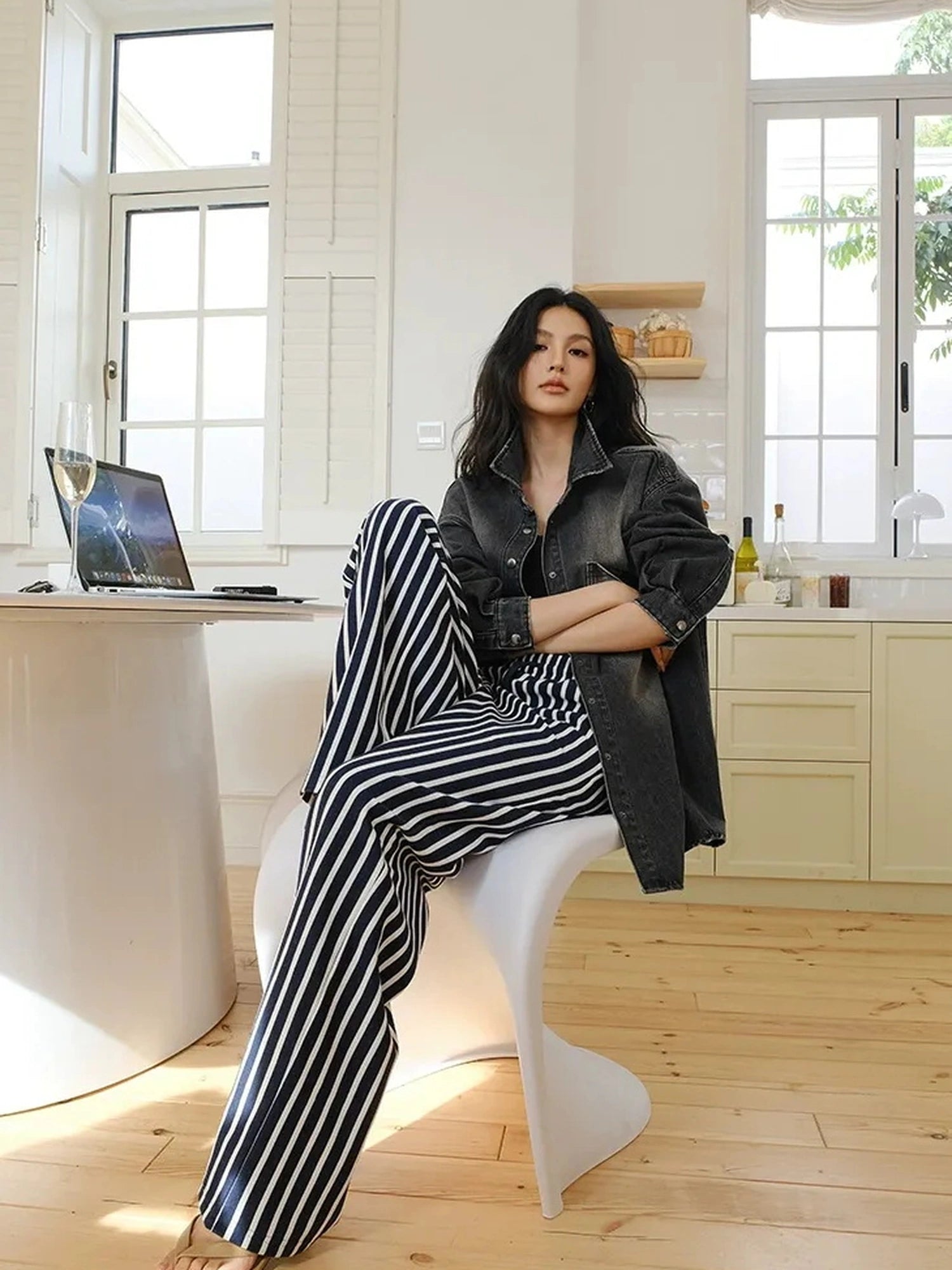 FU FRESH UP Vintage Washed Denim Shirt Jacket