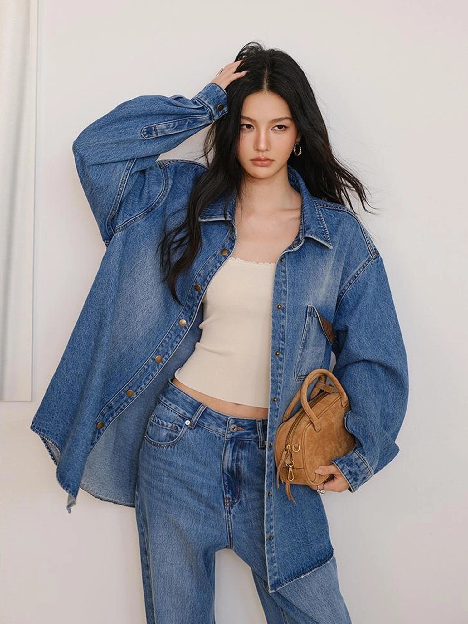 FU FRESH UP Vintage Washed Denim Shirt Jacket