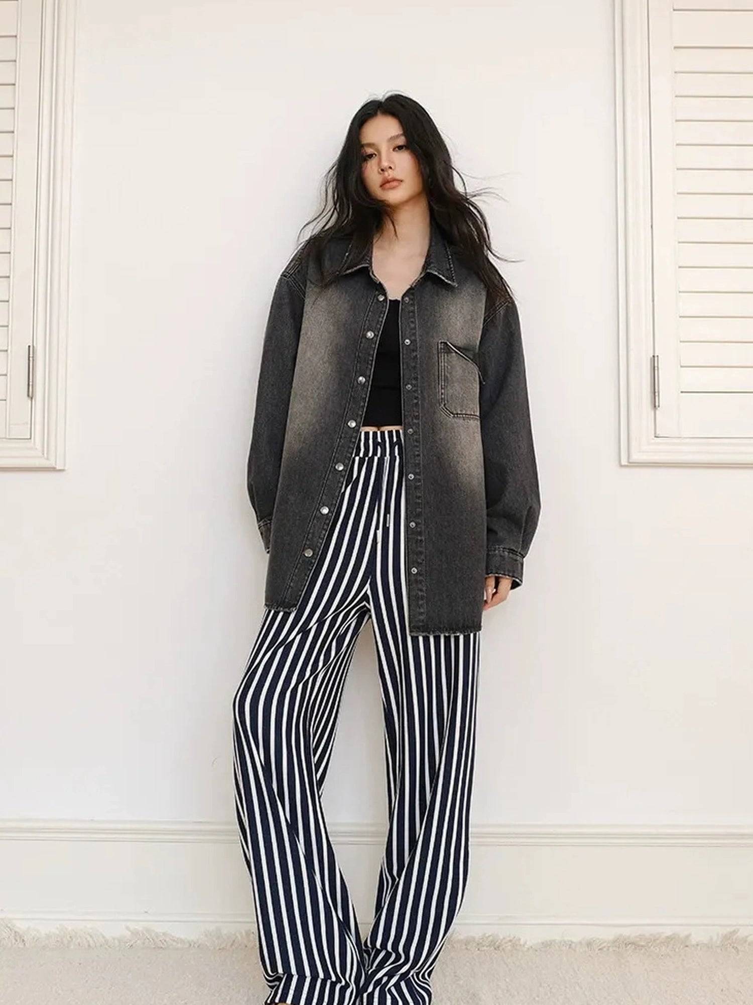 FU FRESH UP Vintage Washed Denim Shirt Jacket