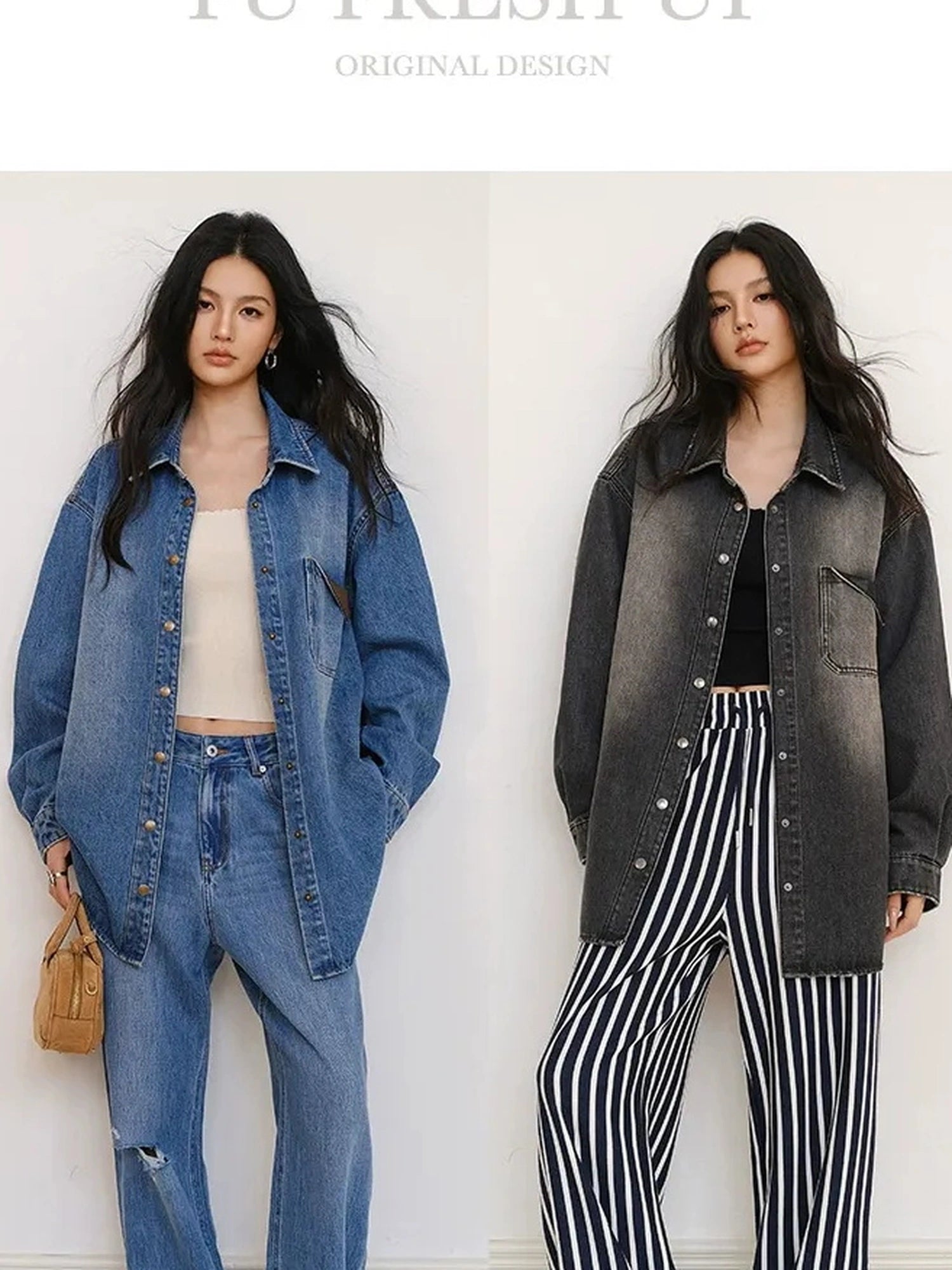 FU FRESH UP Vintage Washed Denim Shirt Jacket