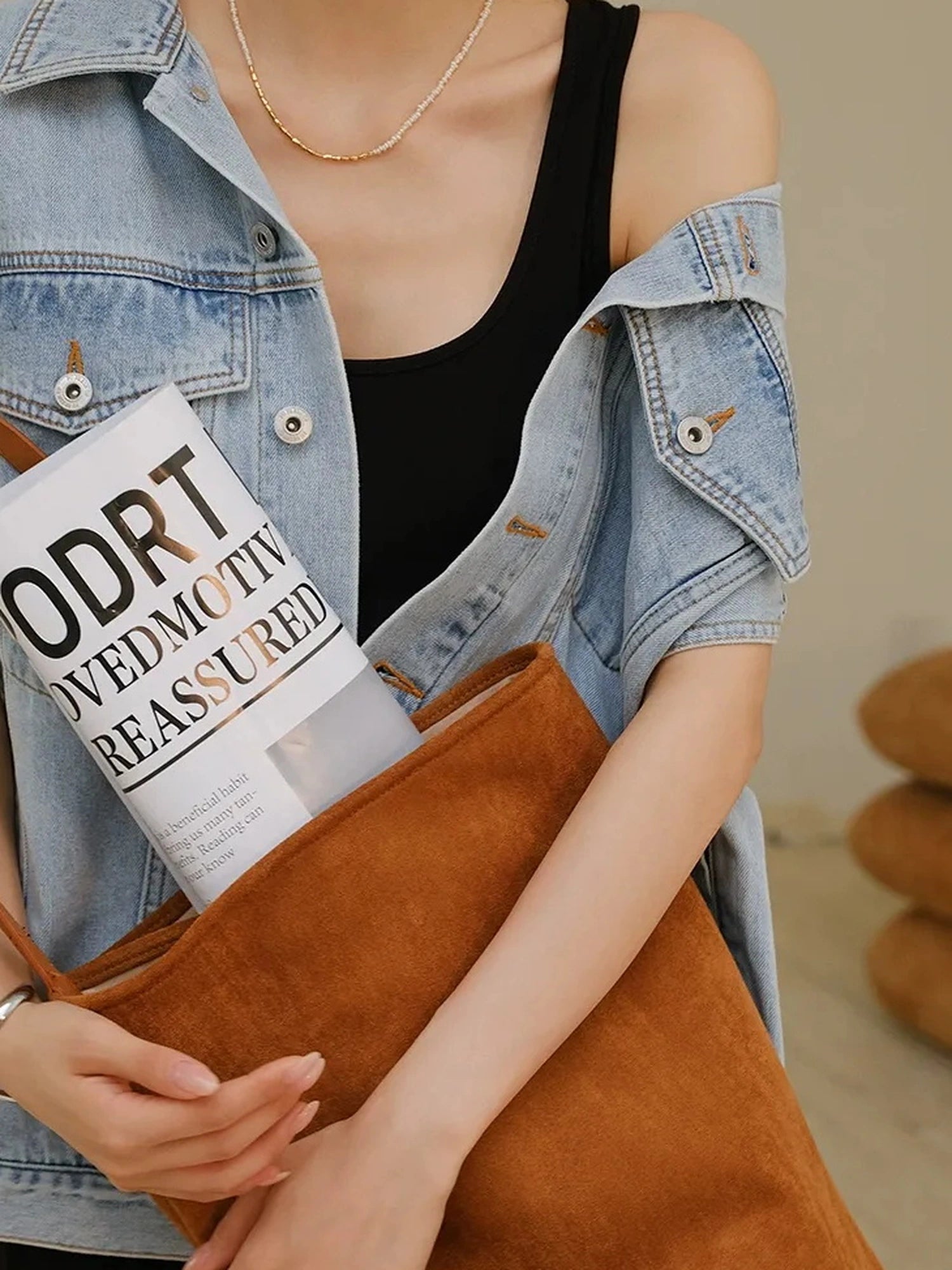 FU FRESH UP Vintage Washed Denim Vest And Shorts Set
