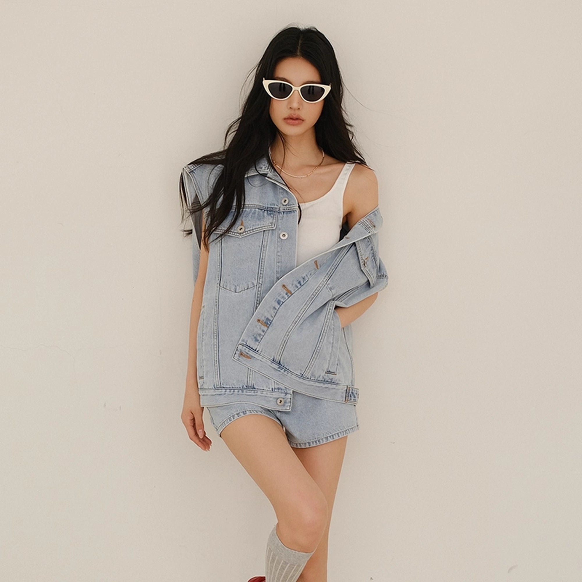 FU_FRESH_UP_Vintage_Washed_Denim_Vest_And_Shorts_Set_MISSTT