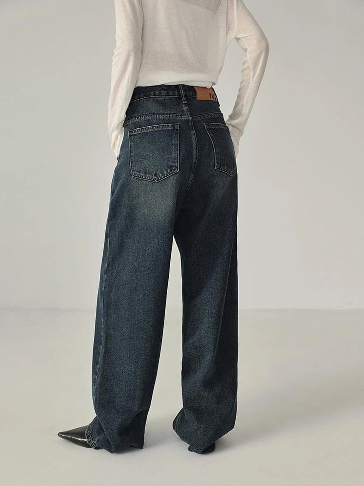 FU FRESH UP Vintage Washed High Rise Wide Leg Denim