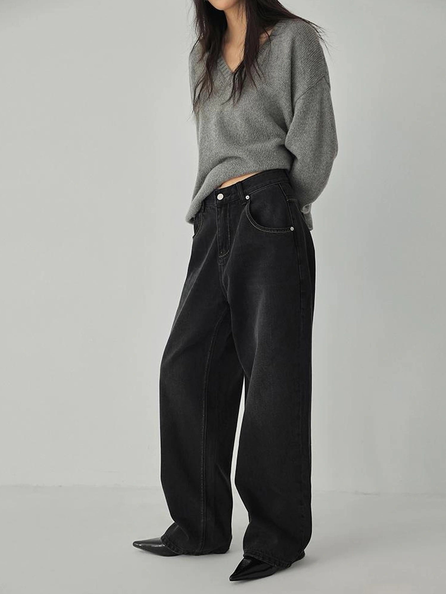FU FRESH UP Vintage Washed High Rise Wide Leg Denim
