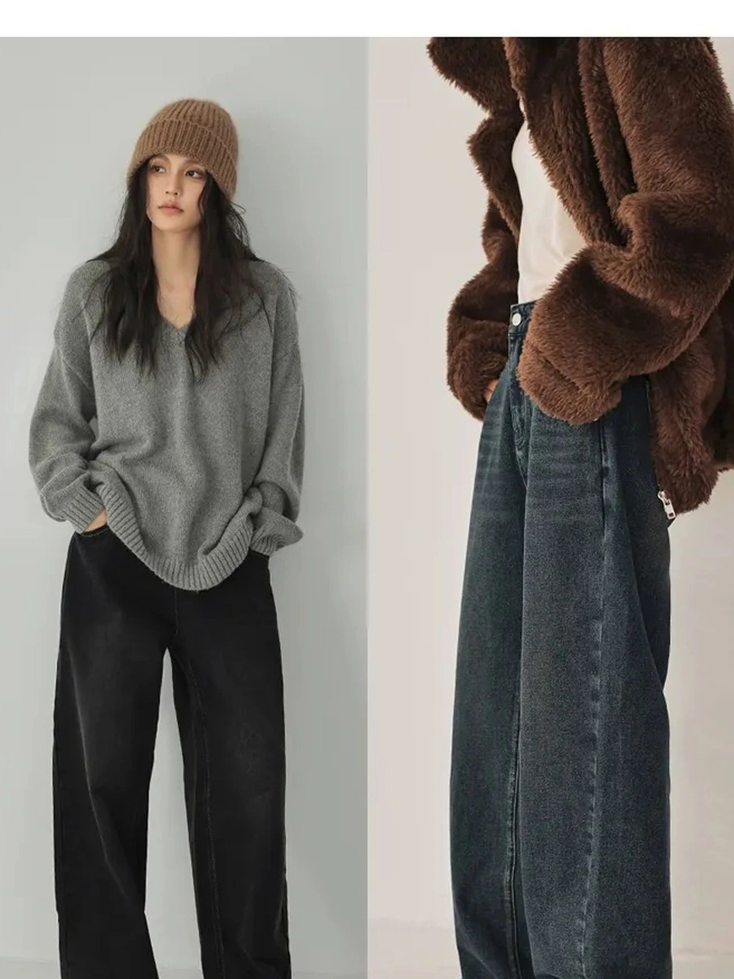 FU FRESH UP Vintage Washed High Rise Wide Leg Denim