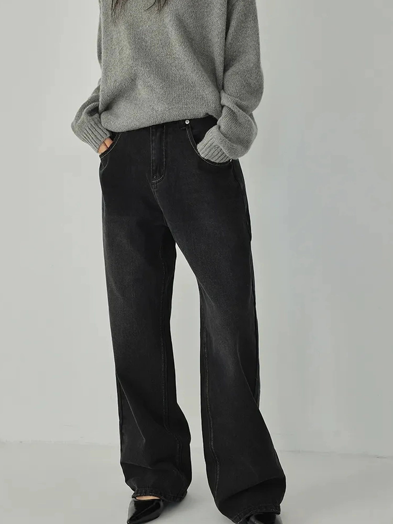 FU FRESH UP Vintage Washed High Rise Wide Leg Denim
