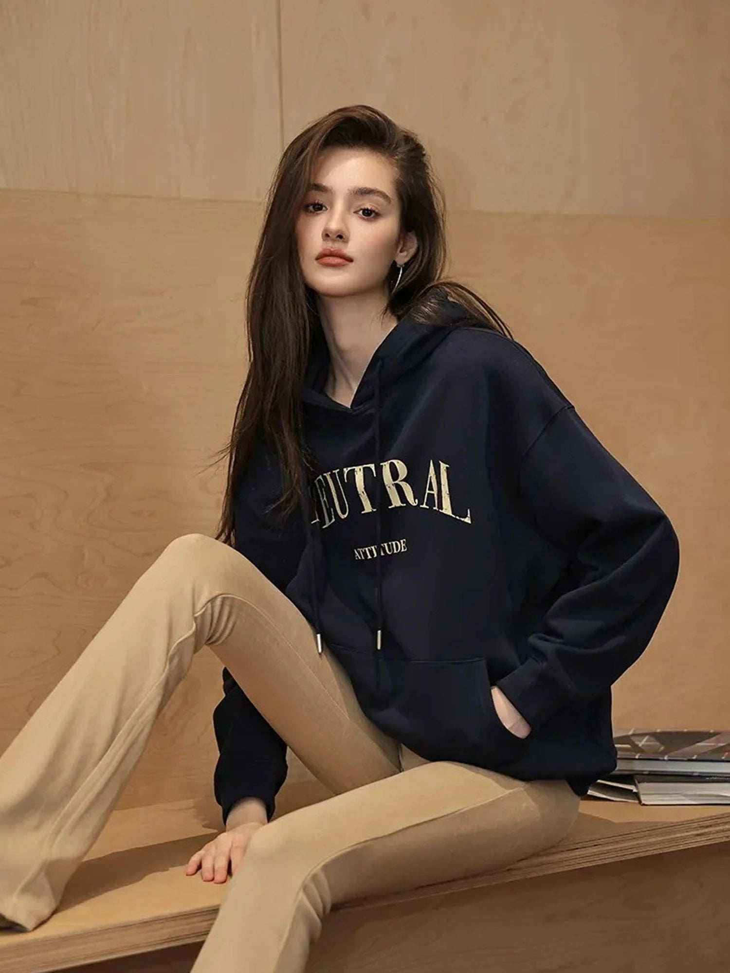 FU FRESH UP Vintage Washed Hoodie With Fleece Lining