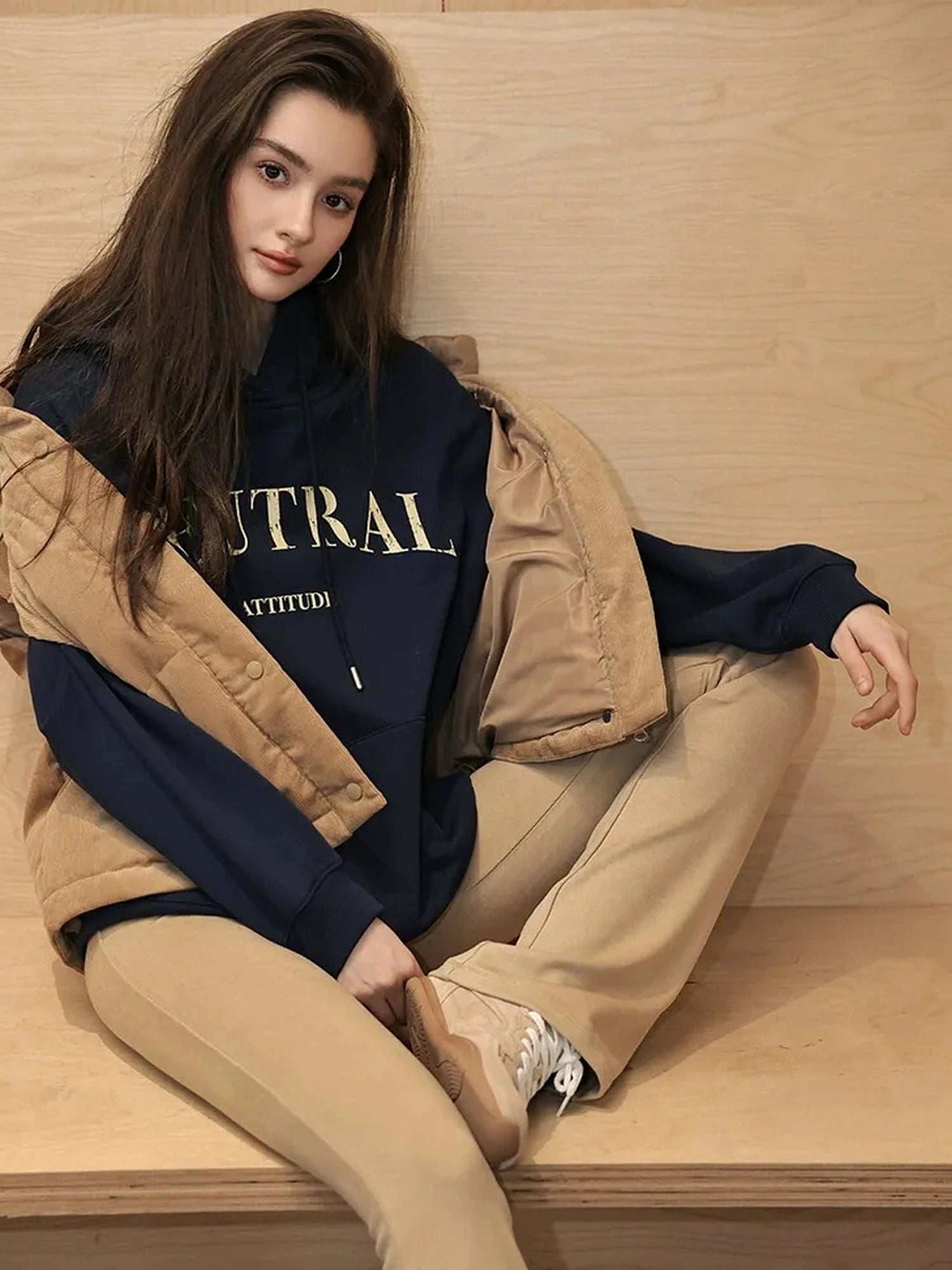 FU FRESH UP Vintage Washed Hoodie With Fleece Lining