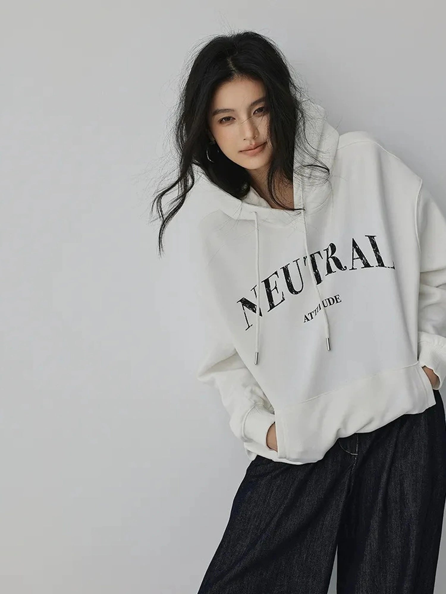 FU FRESH UP Vintage Washed Hoodie With Fleece Lining