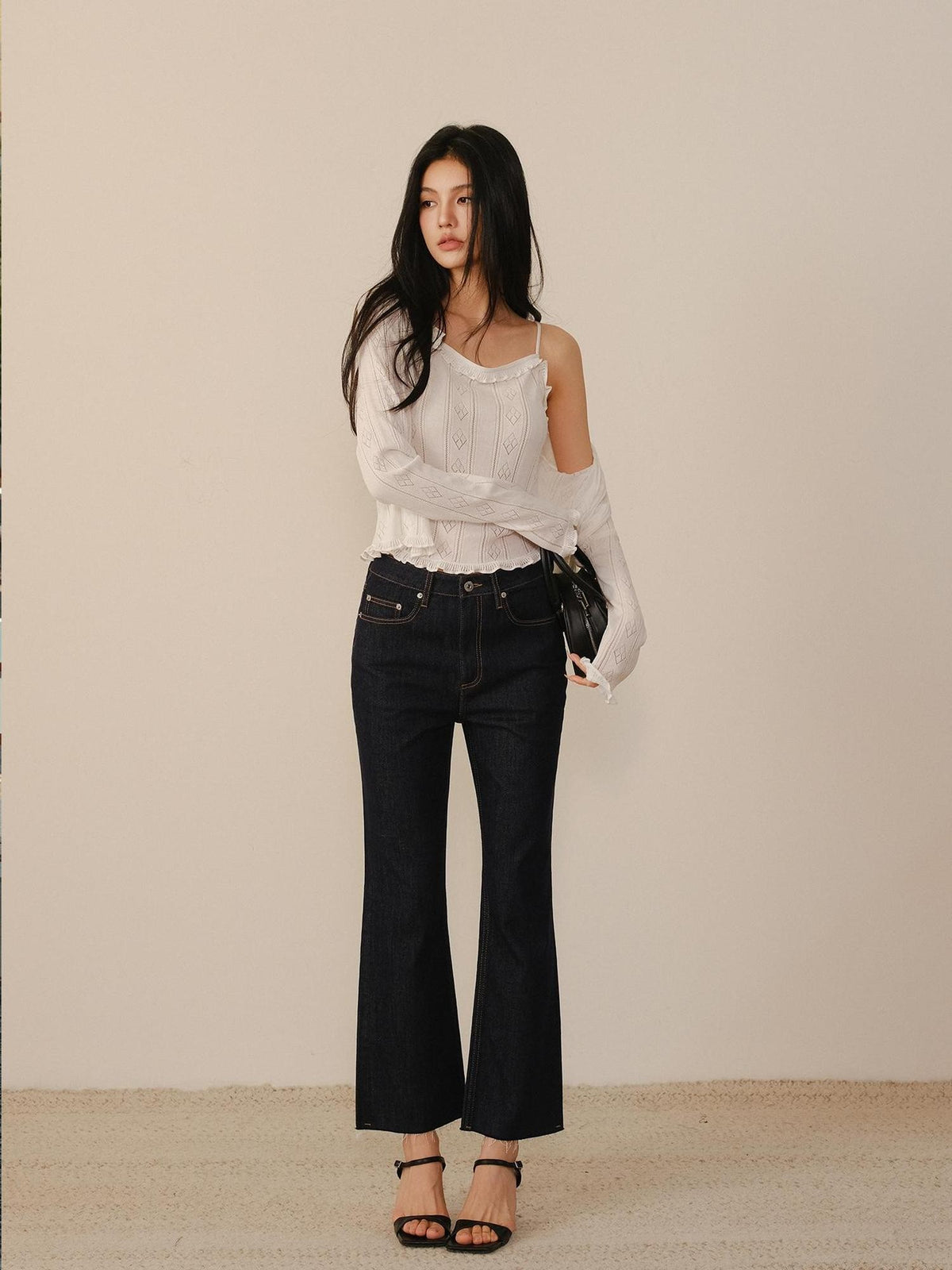 FU FRESH UP Vintage Washed Raw Hem Ankle High Waist Women&