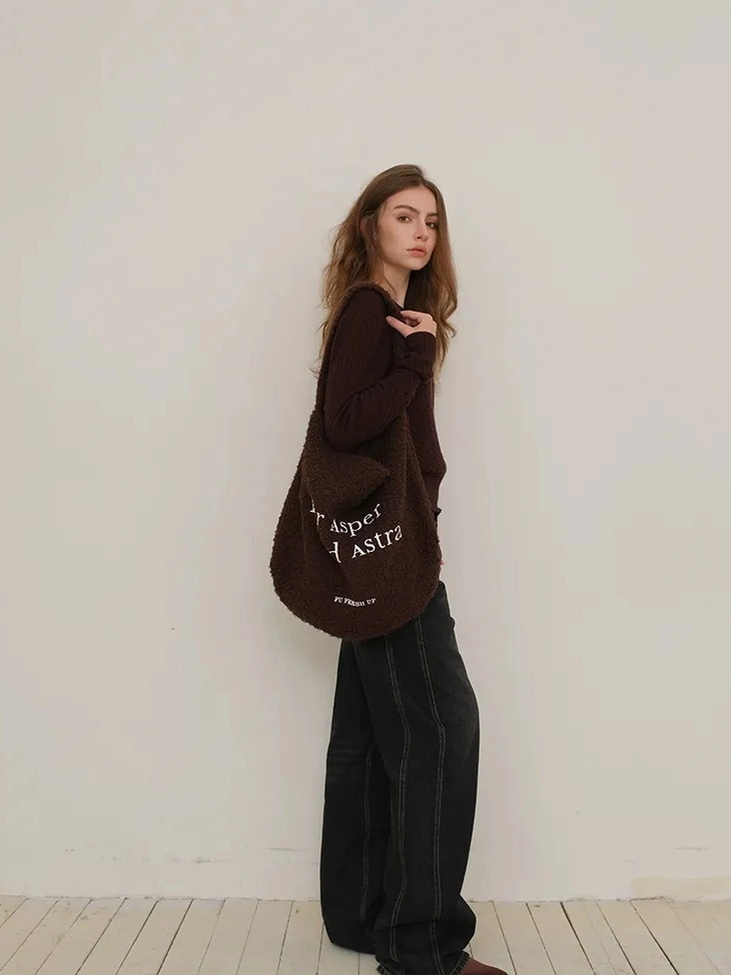FU FRESH UP Vintage Washed Relaxed Fit Wide Leg Denim Pants
