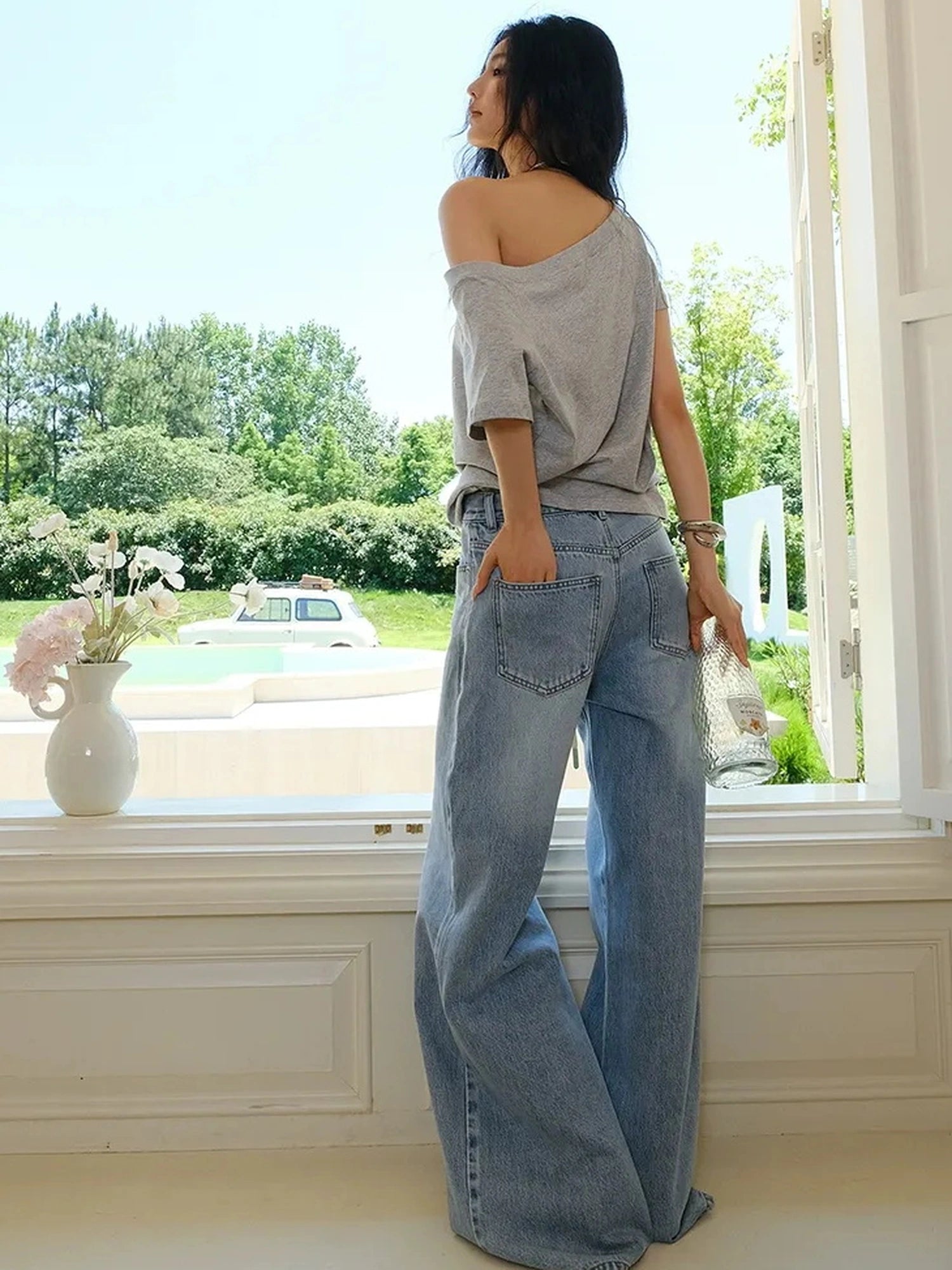 FU FRESH UP Vintage Washed Relaxed Straight Jeans