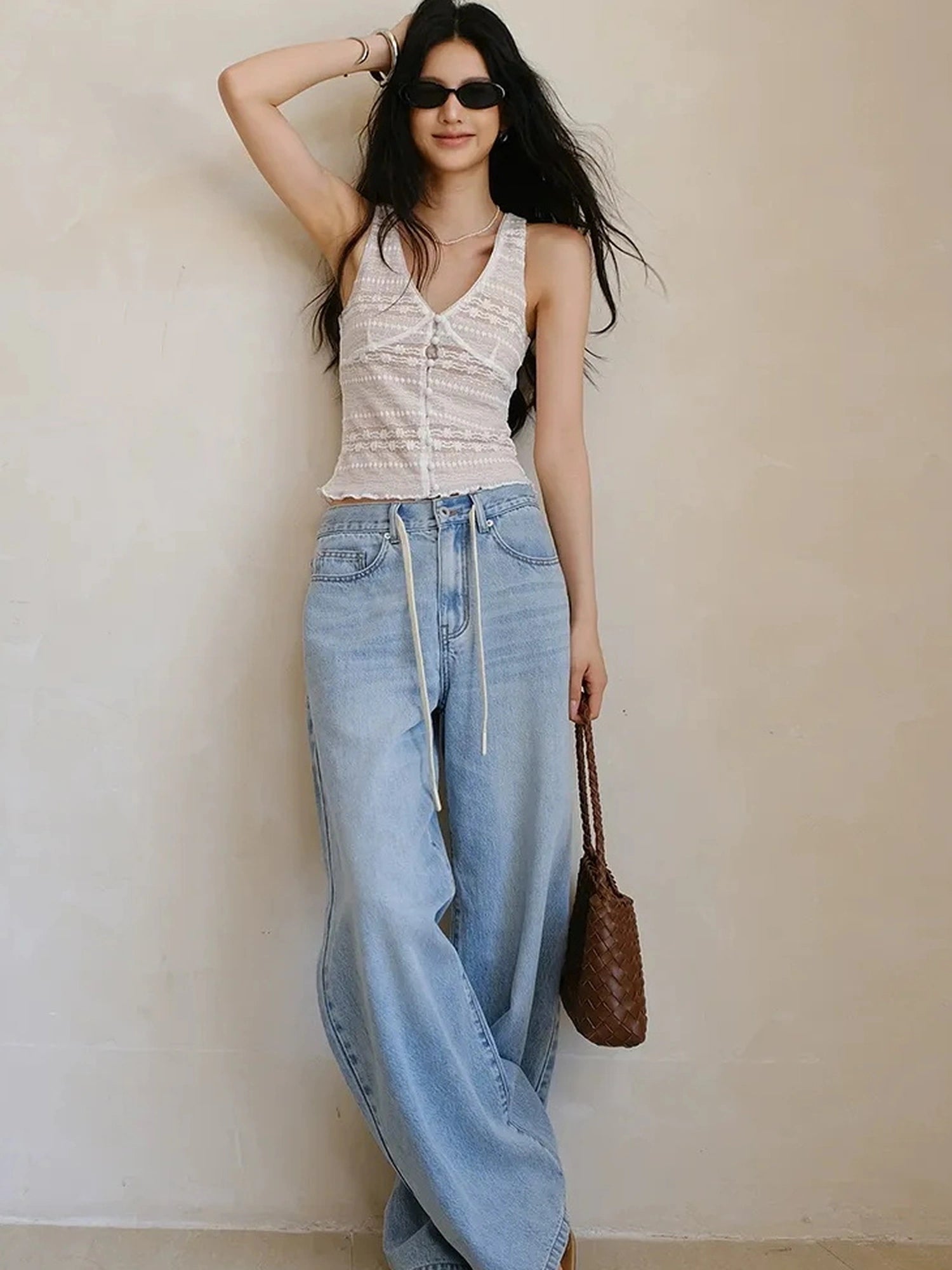 FU FRESH UP Vintage Washed Relaxed Straight Jeans