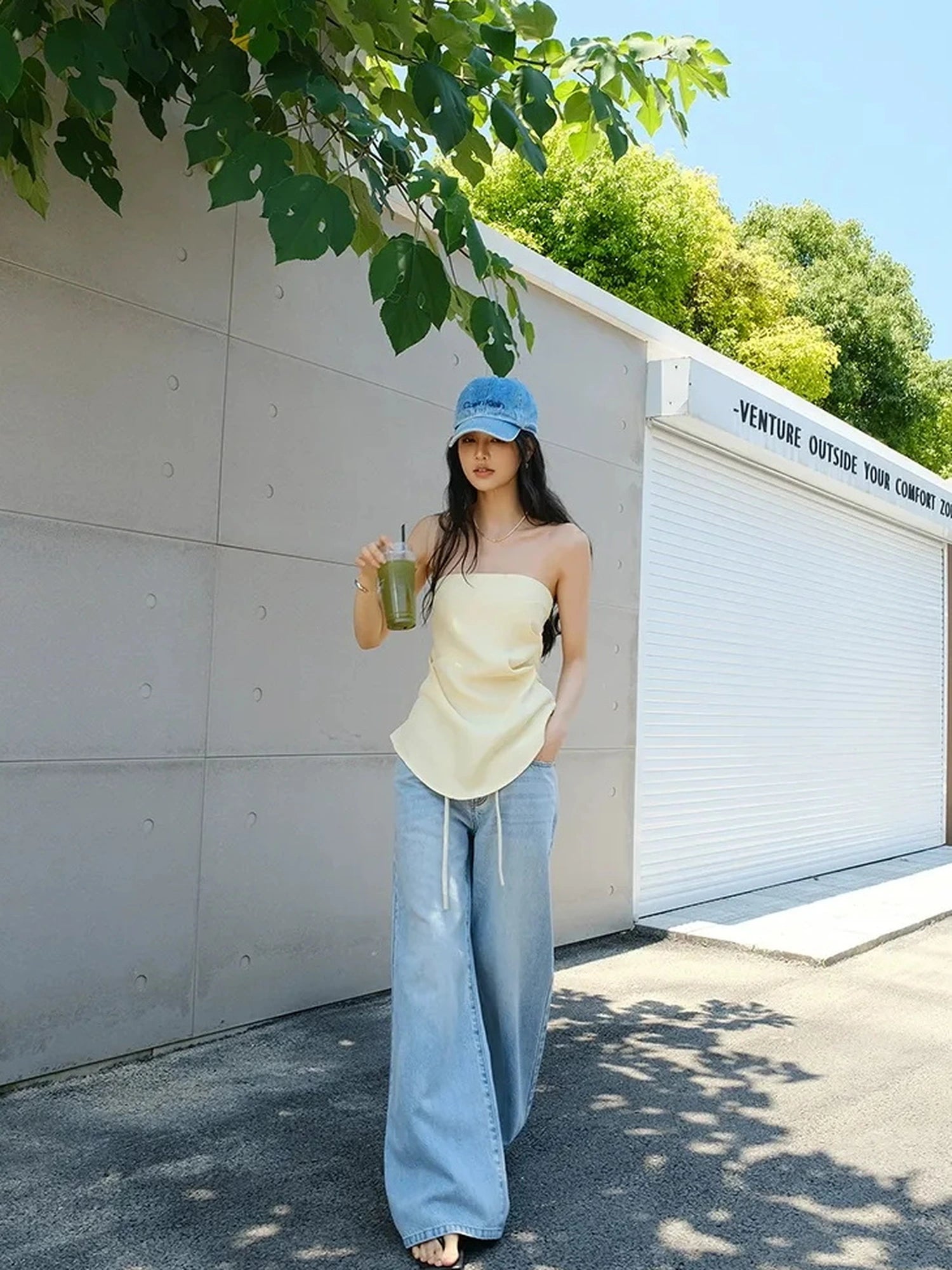 FU FRESH UP Vintage Washed Relaxed Straight Jeans