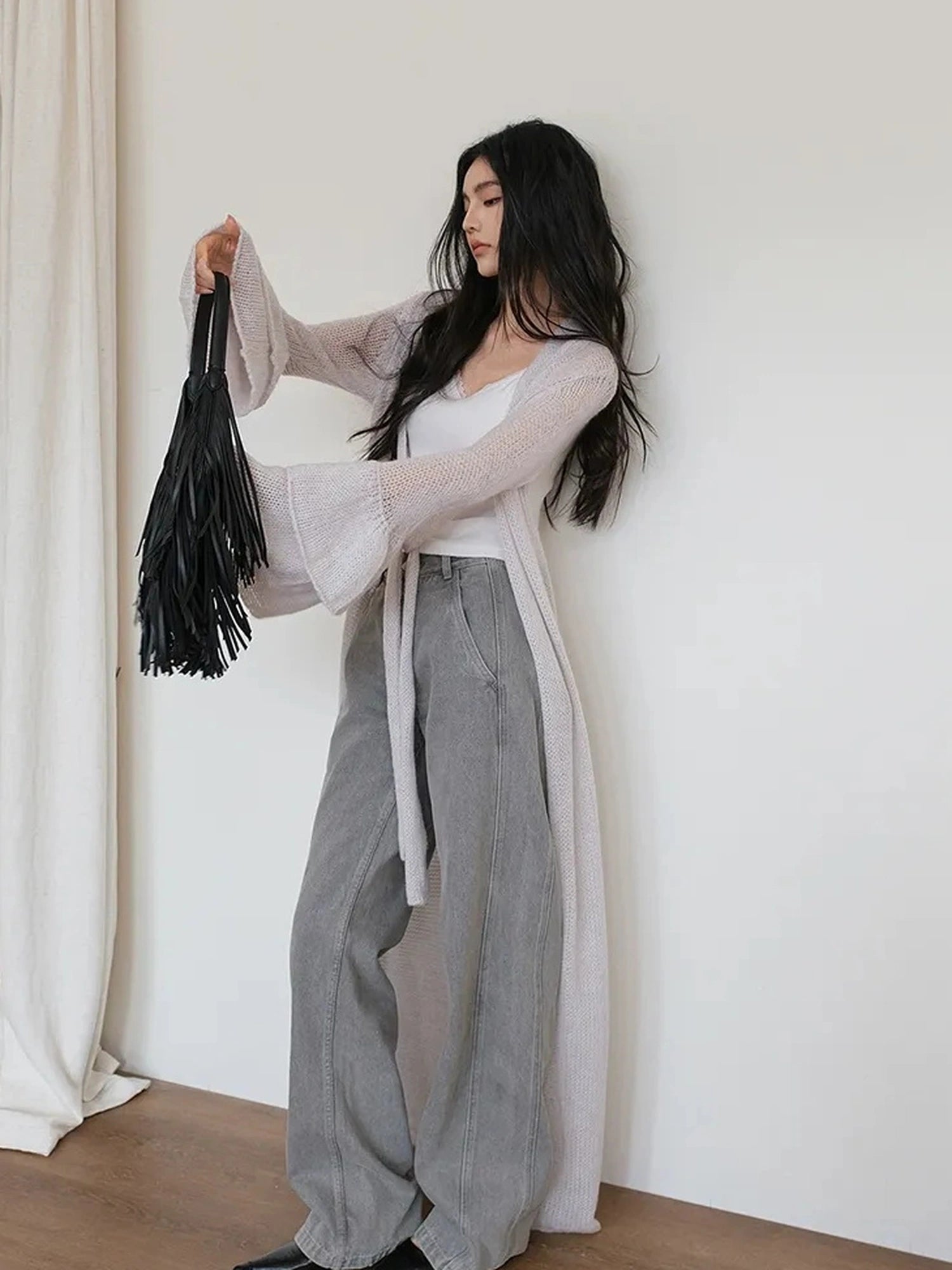 FU FRESH UP Vintage Washed Wide Leg Denim Pants