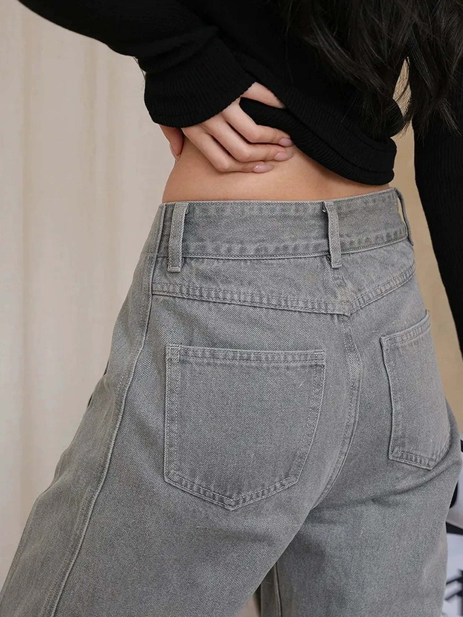 FU FRESH UP Vintage Washed Wide Leg Denim Pants