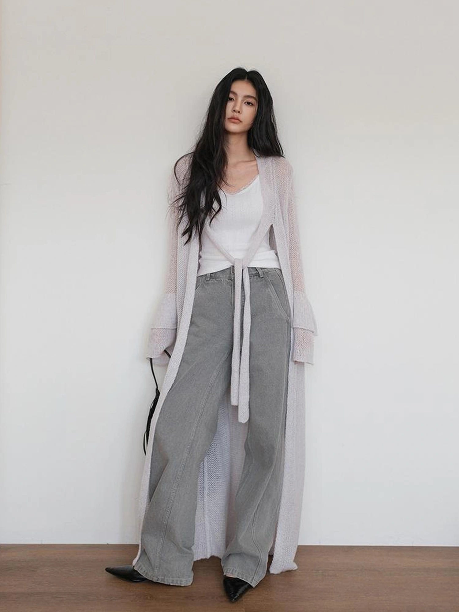FU FRESH UP Vintage Washed Wide Leg Denim Pants