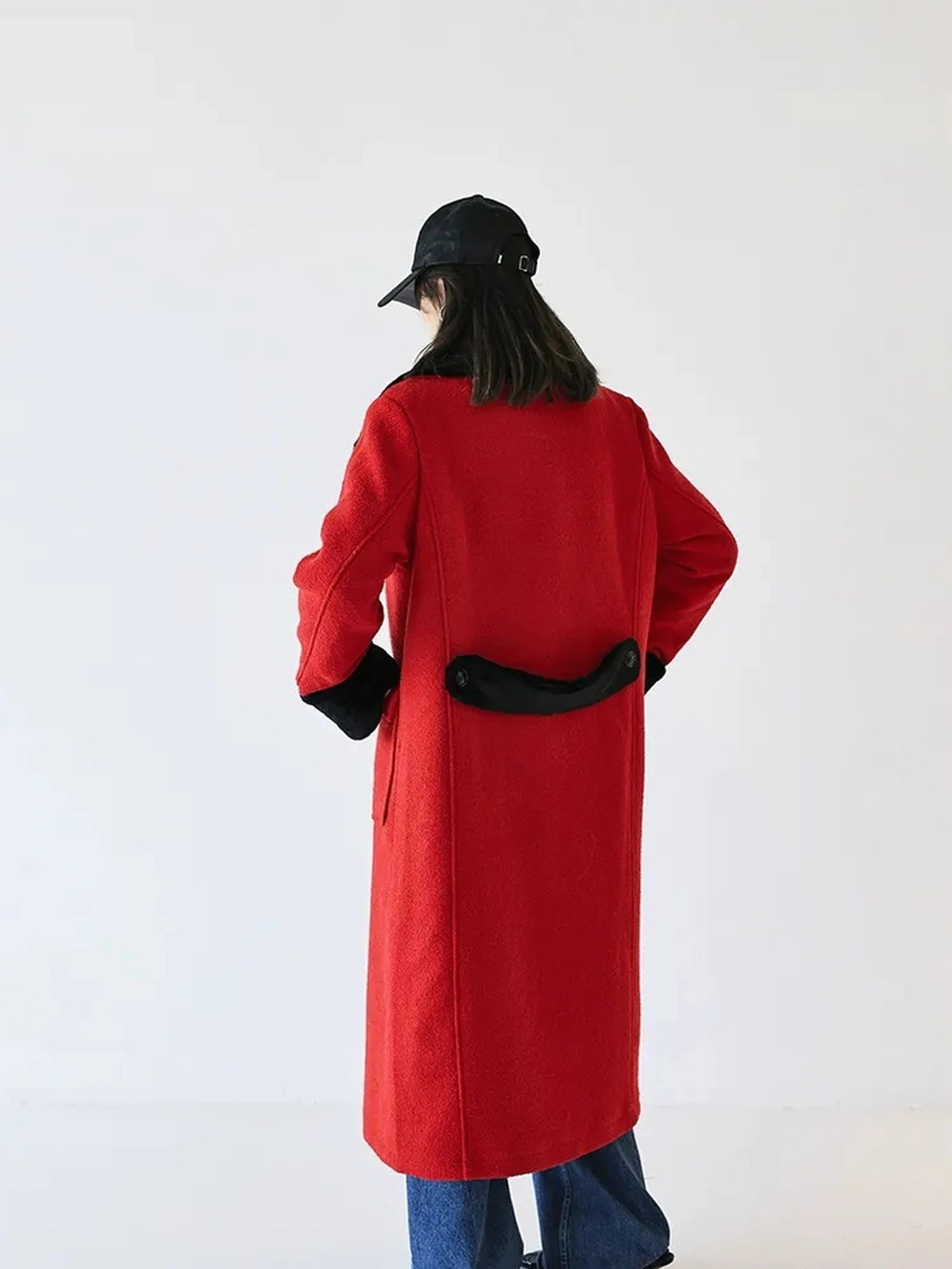 FU FRESH UP Vintage Wool Blend Coat With Rabbit Hair Trim
