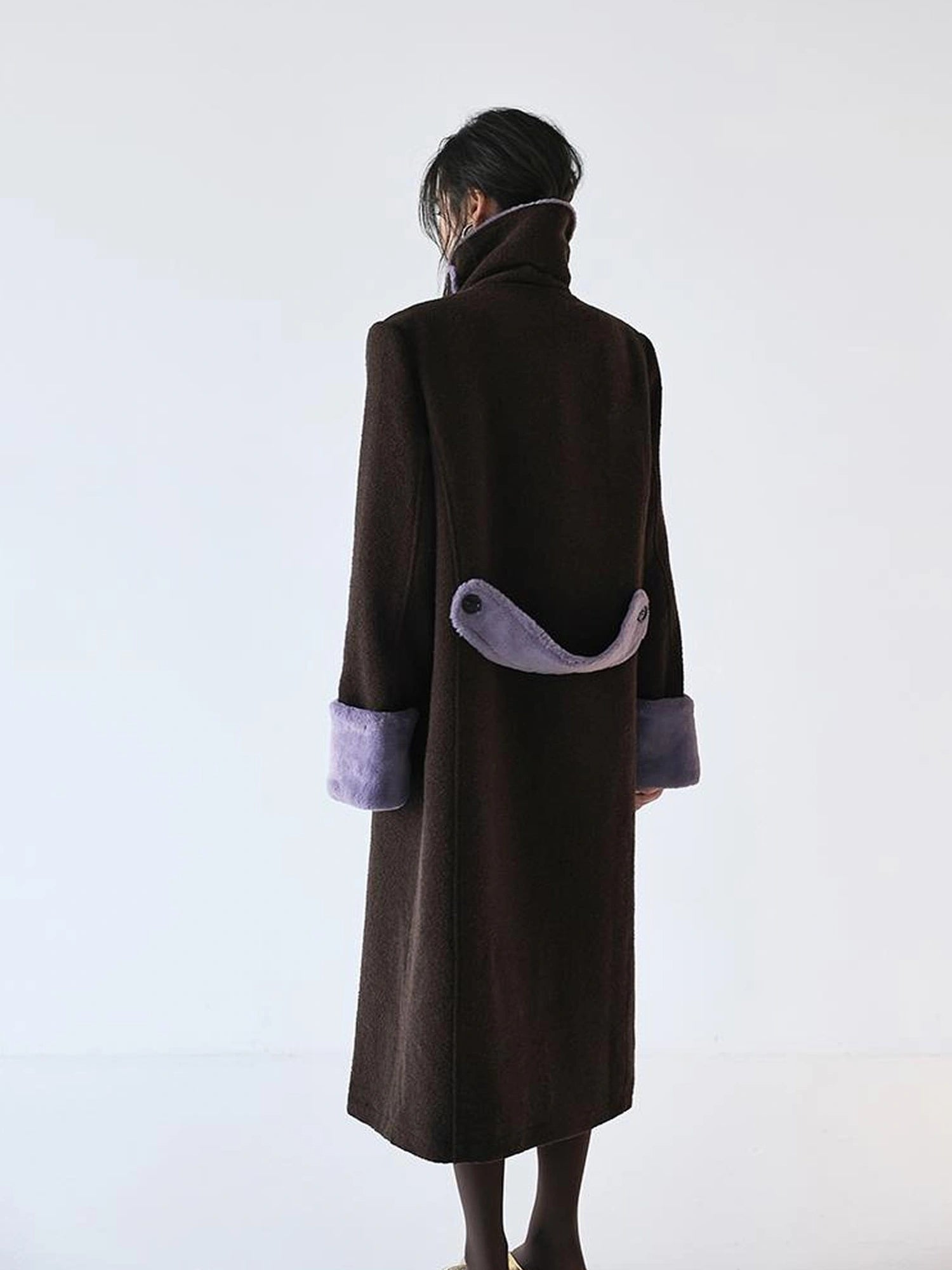 FU FRESH UP Vintage Wool Blend Coat With Rabbit Hair Trim