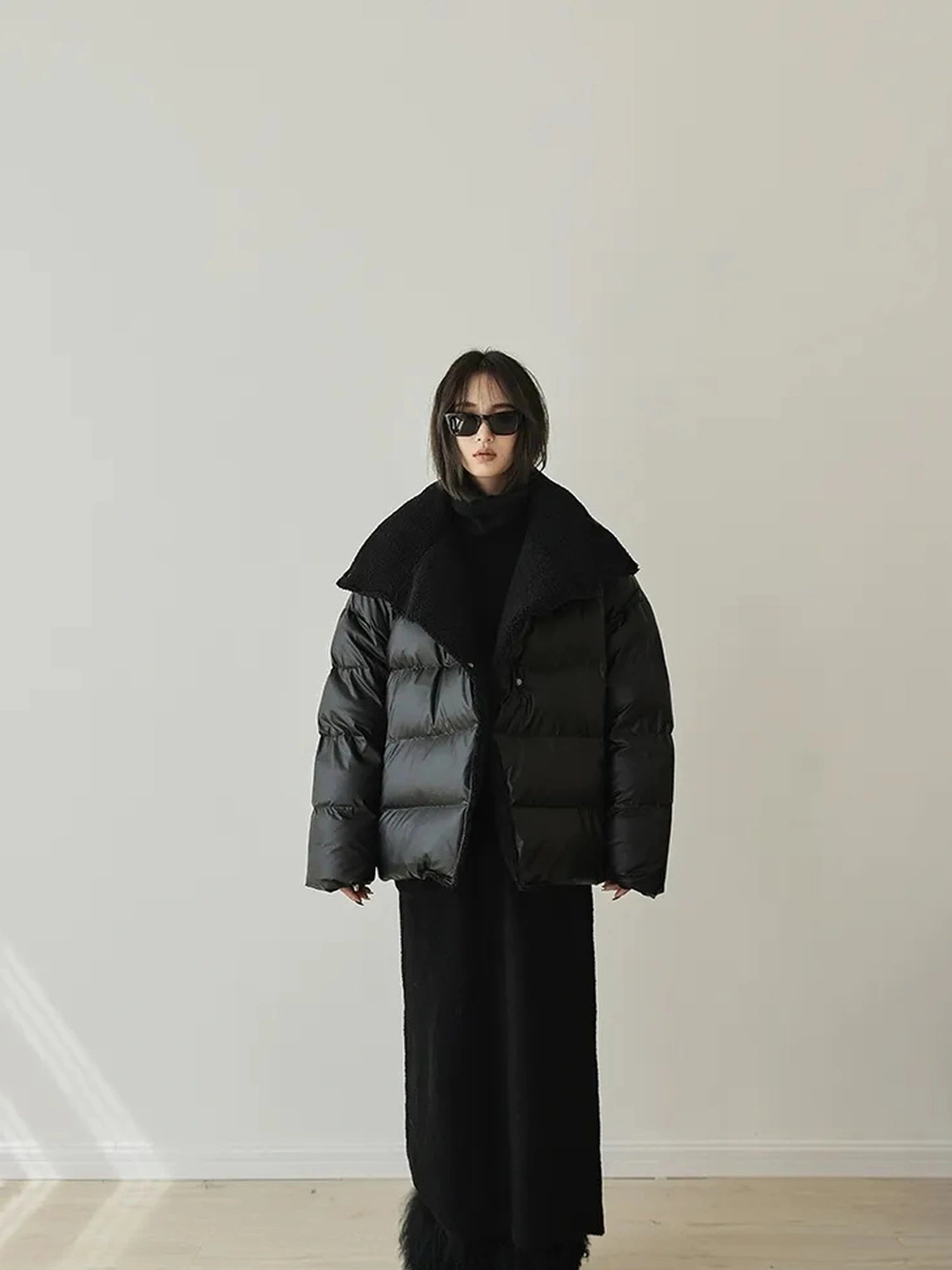 FU FRESH UP Waterproof Quilted Lamb Collar Puffer Jacket